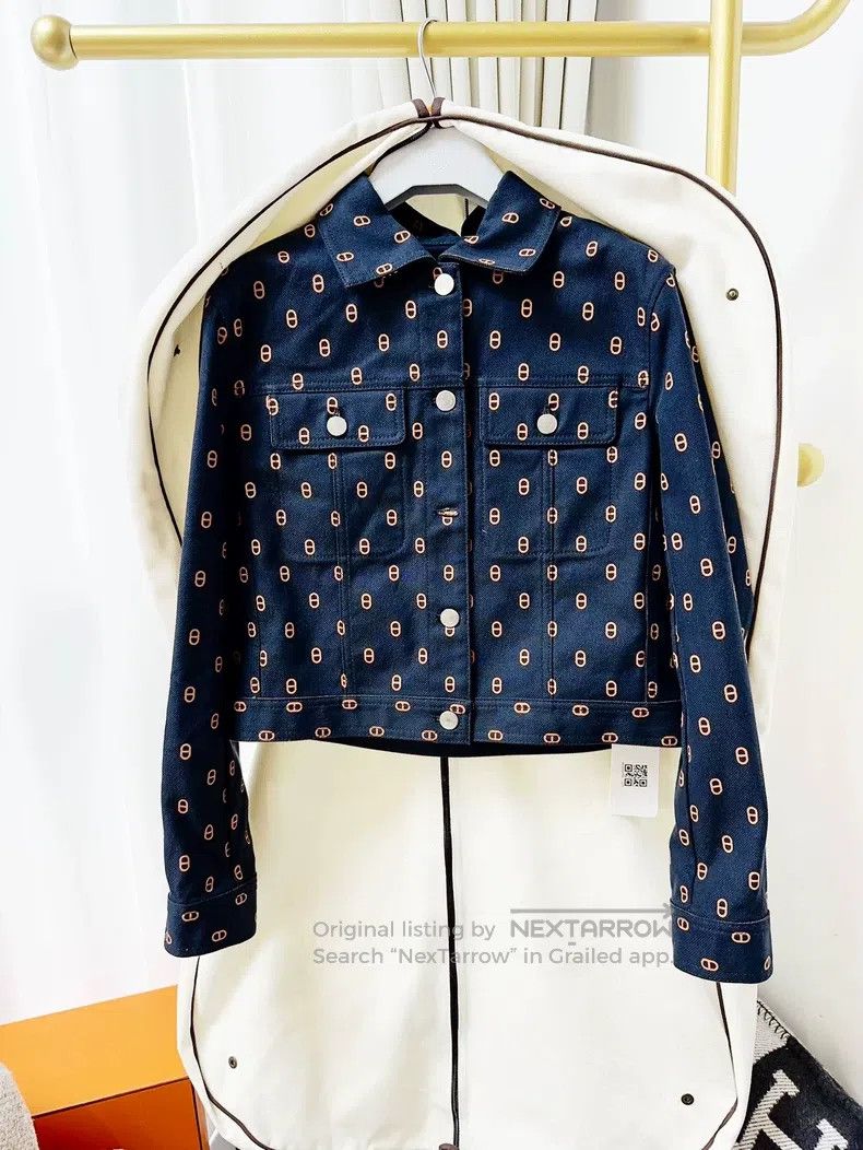 Hermes Chaine d'Ancre Anchor Navy Blue Long Sleeve Short D
