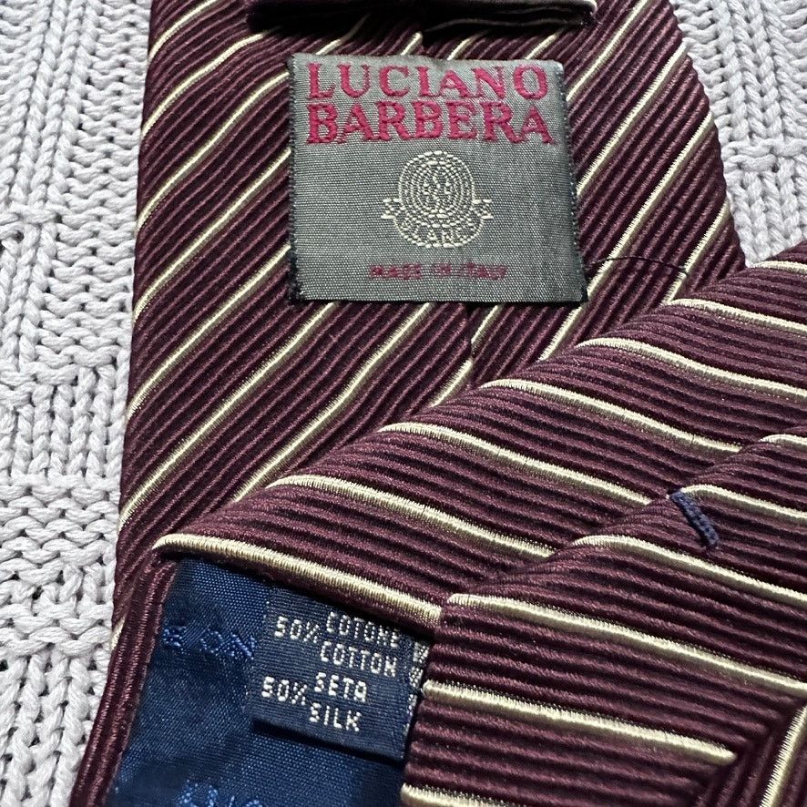 Luciano Barbera Luciano Barbera brown textured striped cotton silk tie Size ONE SIZE - 4 Thumbnail