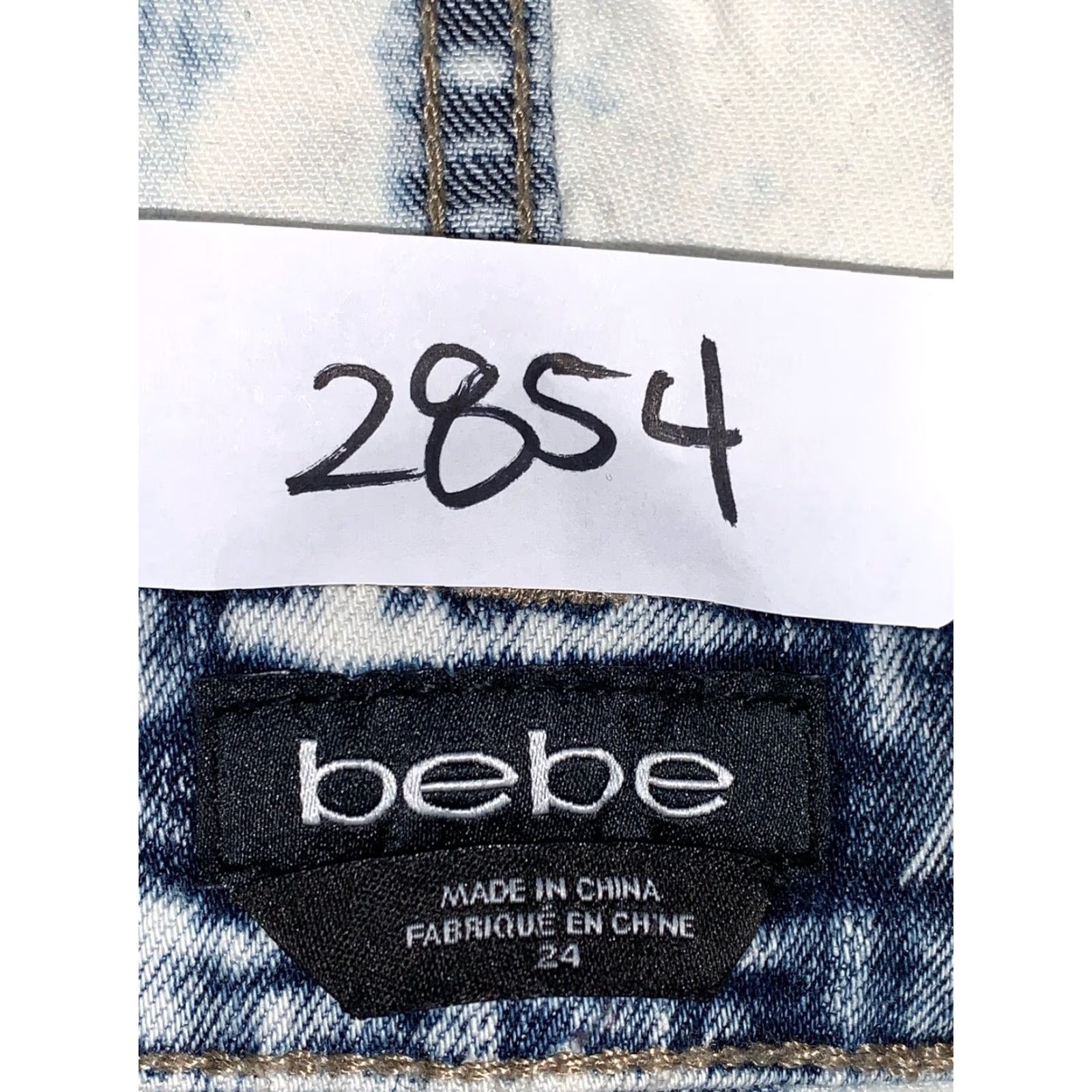 Bebe bebe Acid Wash White Blue Overall Shorts Size 24 90s Casual Regular Blue Boys Girls Mens Womens Teens 24 Size 42" / US 20 - 3 Thumbnail