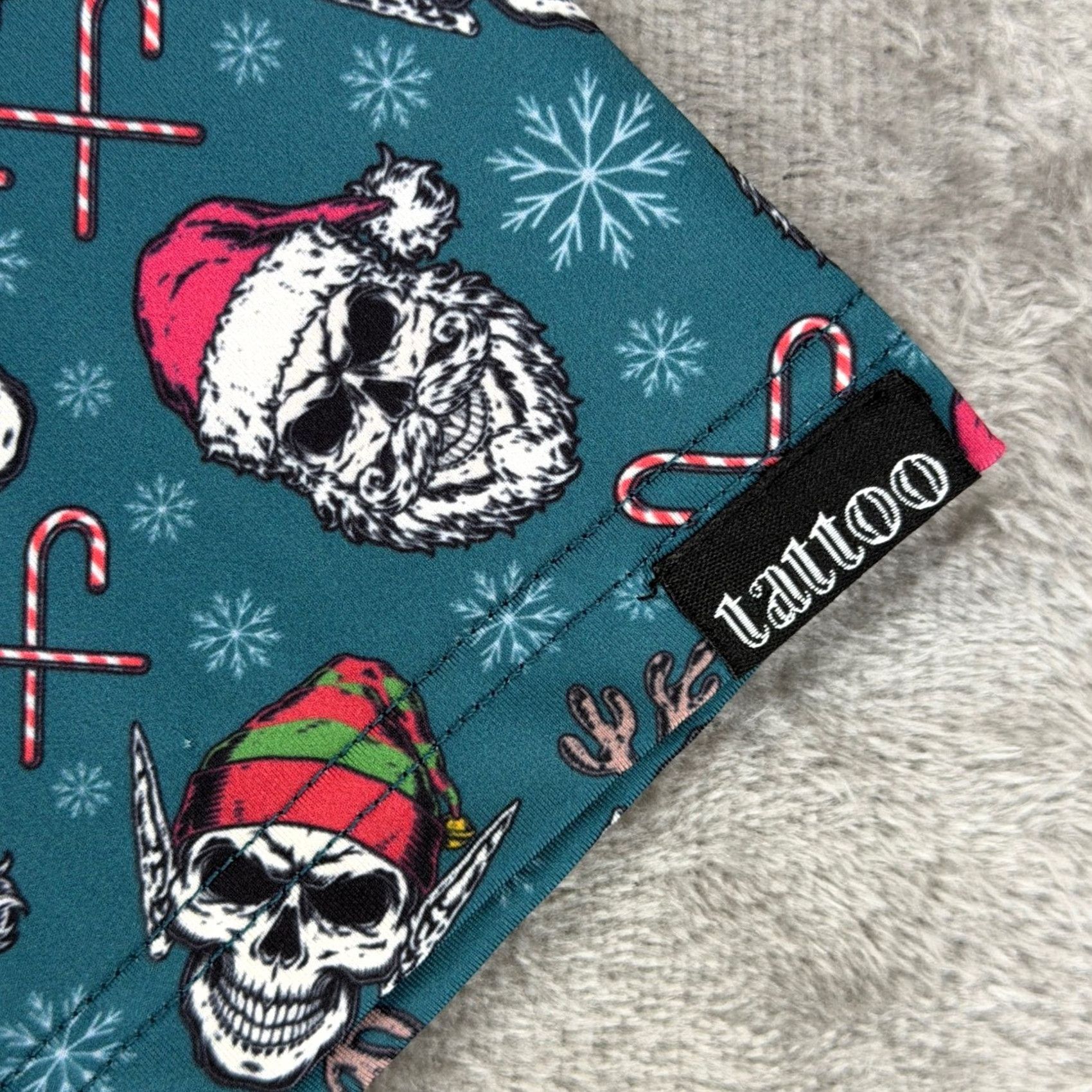 Vintage Tattoo Golf Mens Xmas 2023 Polo Shirt Teal Green L Stretch Short Sleeve Christmas Skulls Golf Shirt Mens Size US L / EU 52-54 / 3 - 3 Thumbnail