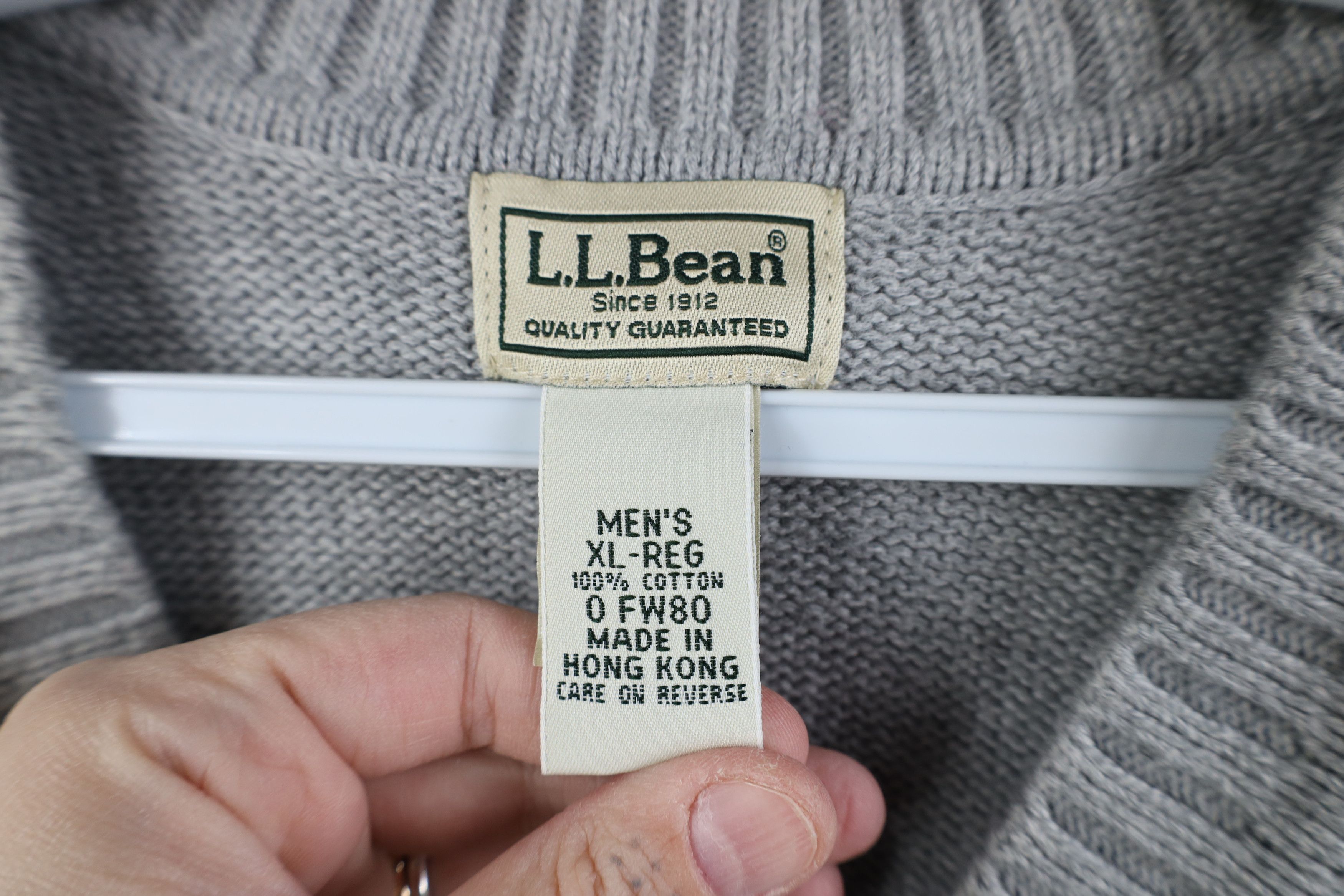 L.L. Bean Vintage 90s LL Bean Cotton Knit V-Neck Sweater Vest Gray Size US XL / EU 56 / 4 - 5 Thumbnail