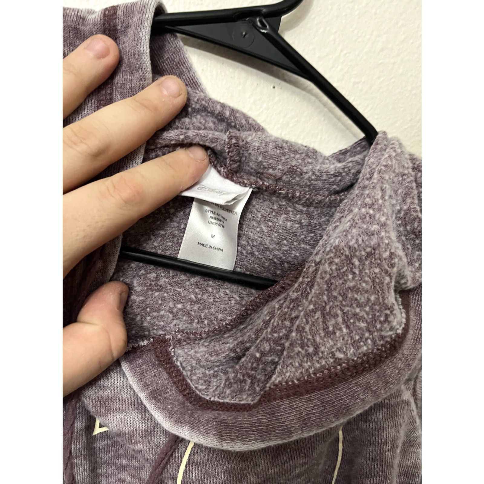 Disney Disney Womens Hoodie M Plum Burnout Lightwt Mickey Mouse Modern Logo Pockets Shirt Size M / US 6-8 / IT 42-44 - 3 Thumbnail
