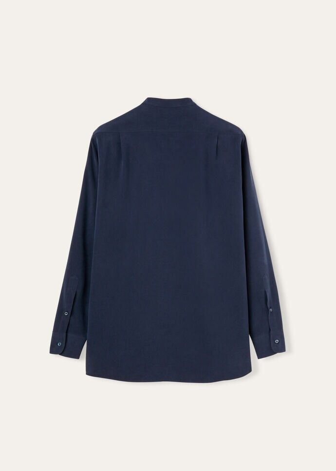 Loro Piana o1w1db10725 FAO0347 Elia Silk Shirt in Blue Size US L / EU 52-54 / 3 - 4 Thumbnail