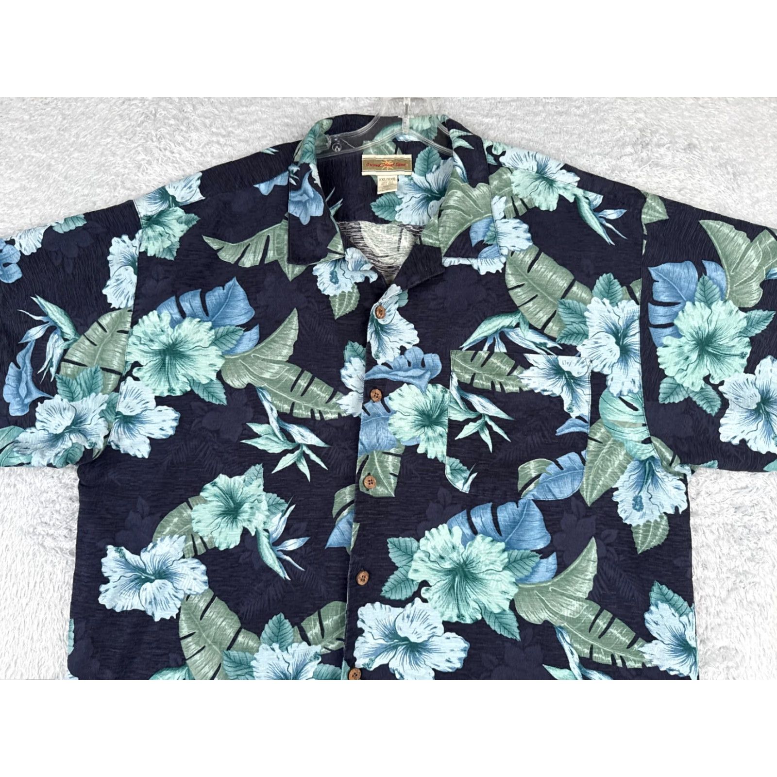 Vintage VINTAGE Original Island Sport Shirt Men Blue Floral 2XL Silk Hawaiian Pocket Short Sleeve Size US XXL / EU 58 / 5 - 4 Thumbnail