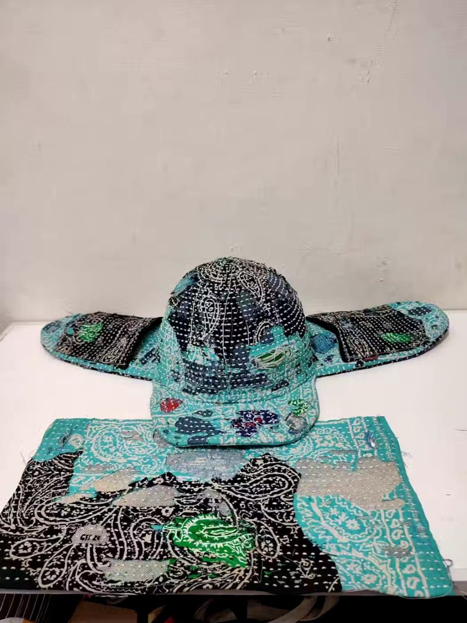 Handmade Custom Made Distressed Patchwork Trapper Ninja Hats Boro Size ONE SIZE - 20 Thumbnail