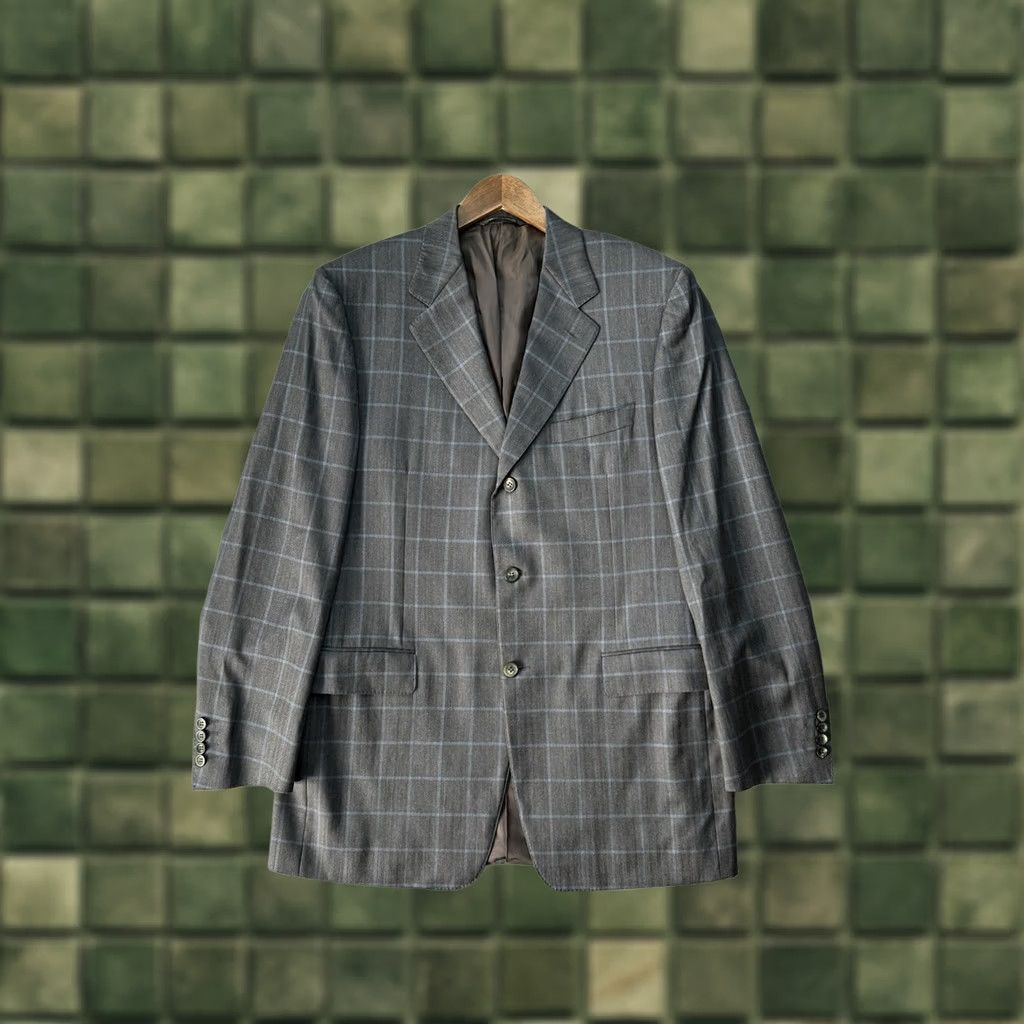 Canali CANALI Men’s Gray Windowpane Woolmark Blazer Sport Coat Jacket L Canali Gray Wool Jacket Men’s Suit Coat Blazer 52 Italy Mens Wool Blazer Size 42R - 1 Thumbnail