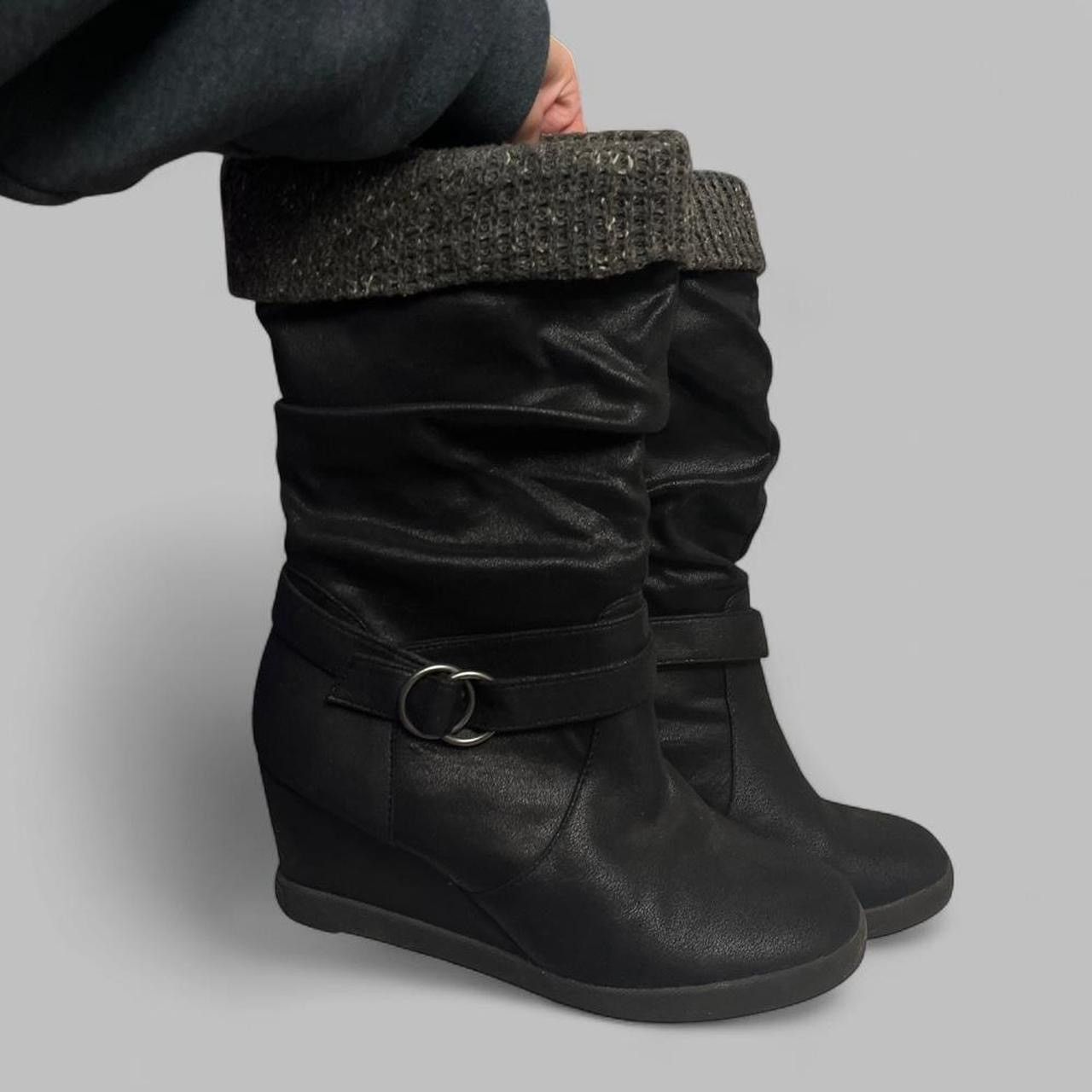 Other vintage black roxy wedge boots fold over buckle size 10 Size US 10 / IT 40 - 6 Thumbnail