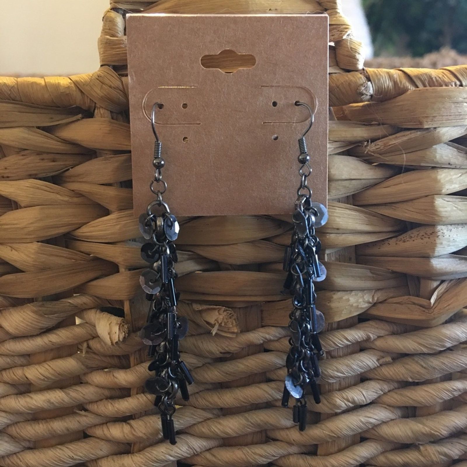 Jewelry Chrome tone sequin & bugle bead chandelier earring Size ONE SIZE - 1 Thumbnail