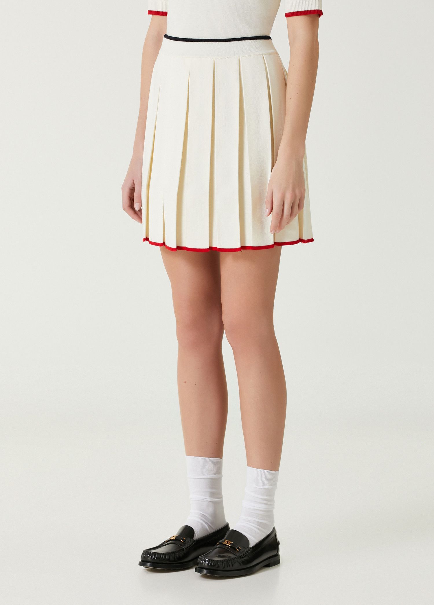 Thom Browne THOM BROWNE ecru white pleated wool mini skirt 40 Size 27" / US 4 / IT 40 - 1 Thumbnail