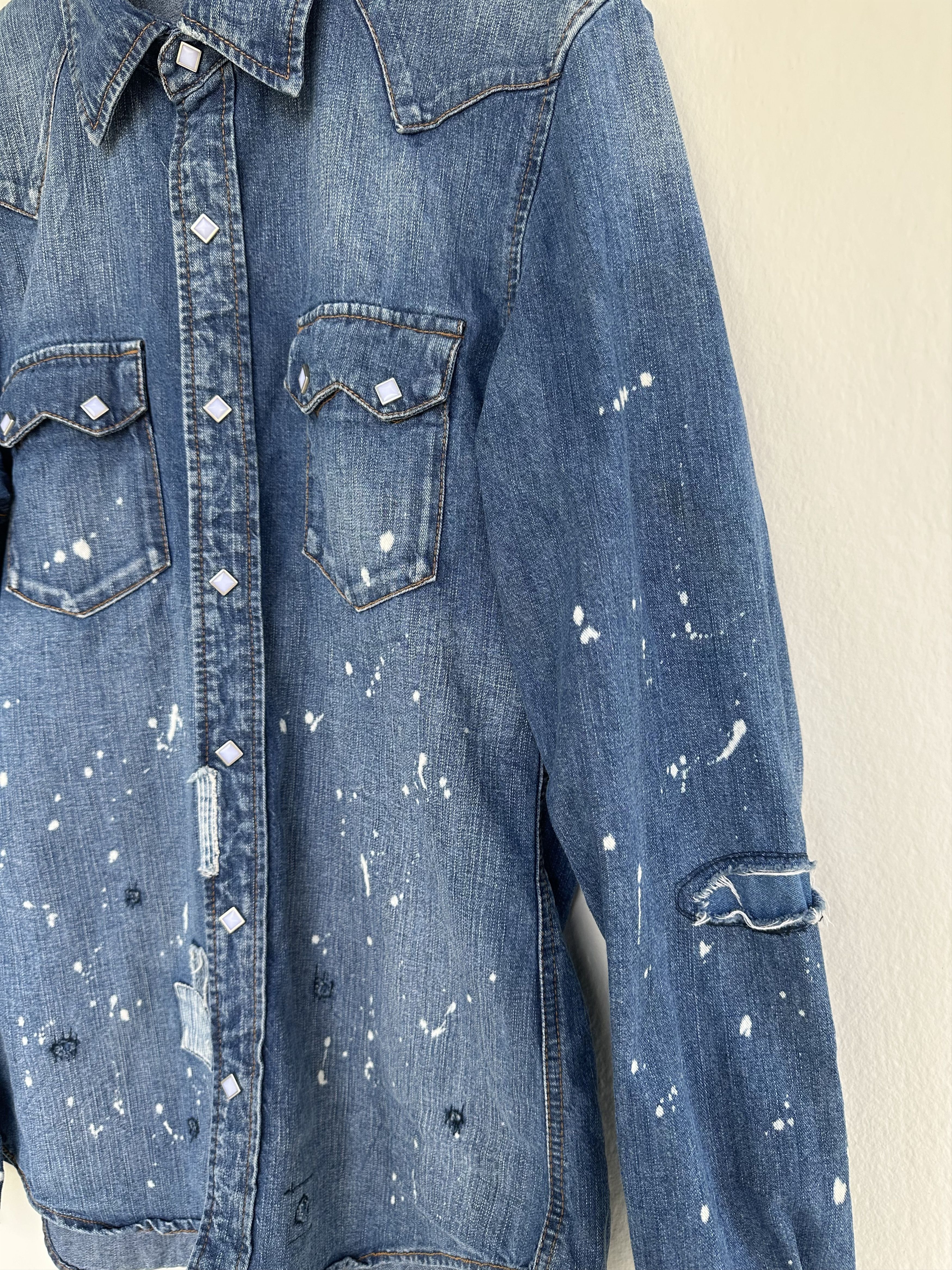 Takeo Kikuchi Vintage TK Paint Splatter Patchwork Western Shirt Size US L / EU 52-54 / 3 - 5 Thumbnail
