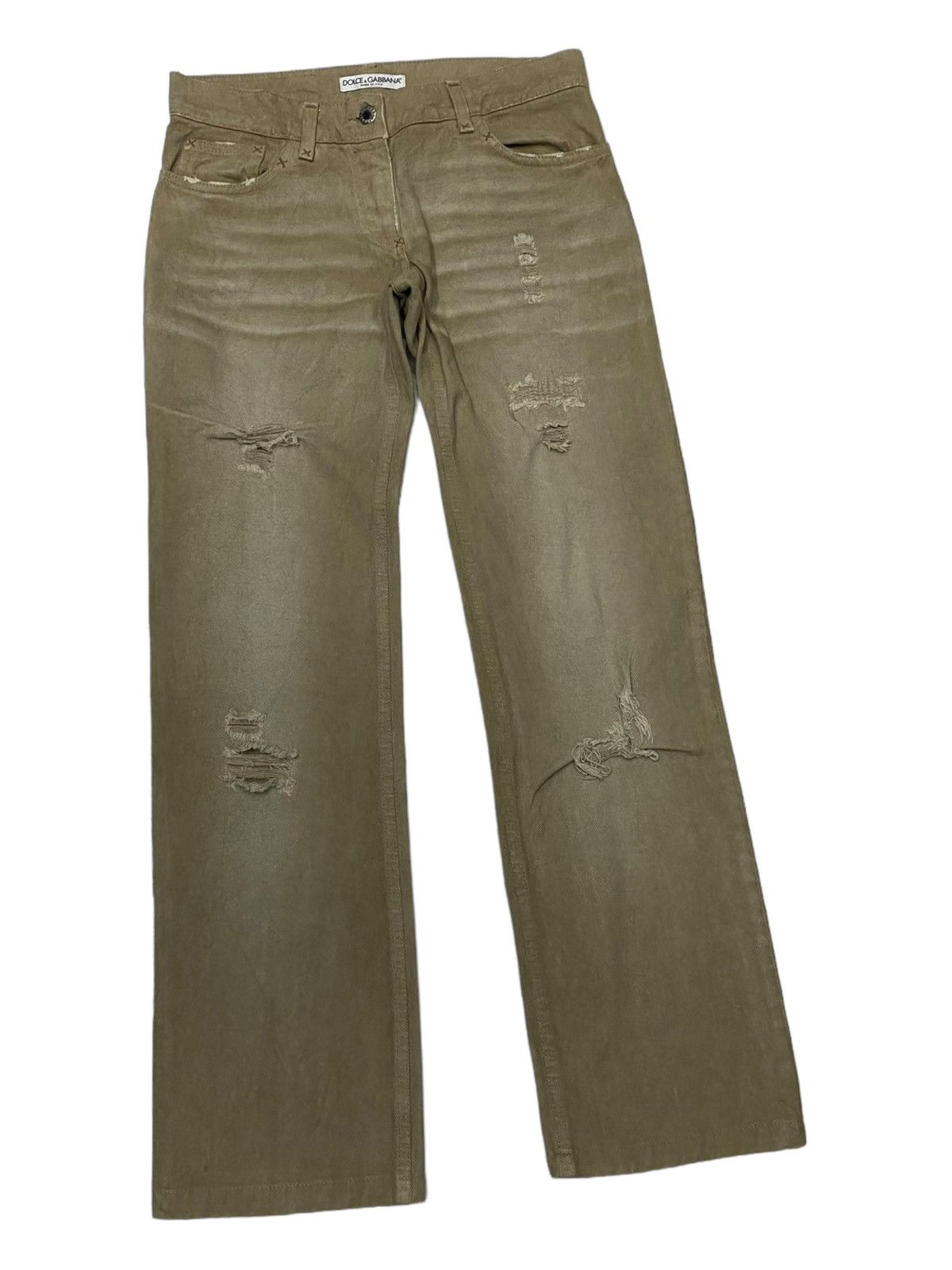 Dolce & Gabbana DOLCE & GABBANA FADED BROWN LOW RISE DISTRESSED DENIM JEANS Size US 30 / EU 46 - 2 Thumbnail