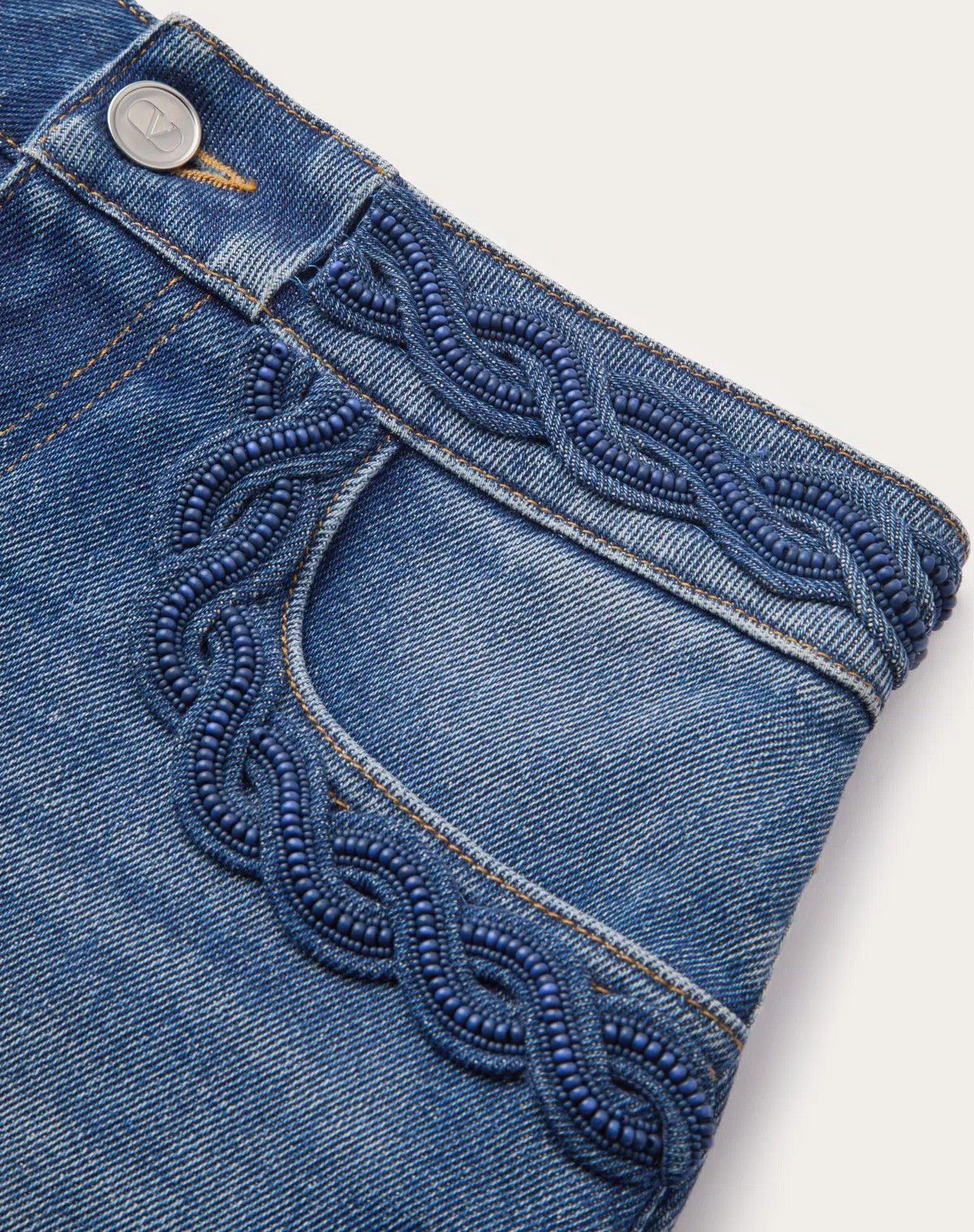 Valentino o1s1wg110426 Embroidered Denim Shorts in Blue Size 30" / US 8 / IT 44 - 3 Thumbnail