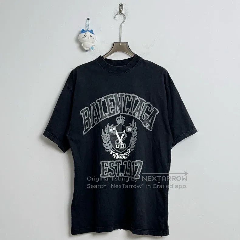 Balenciaga Balenciaga Black Destroyed Design Wheat Scissors Short Sle Size US S / EU 44-46 / 1 - 1 Thumbnail