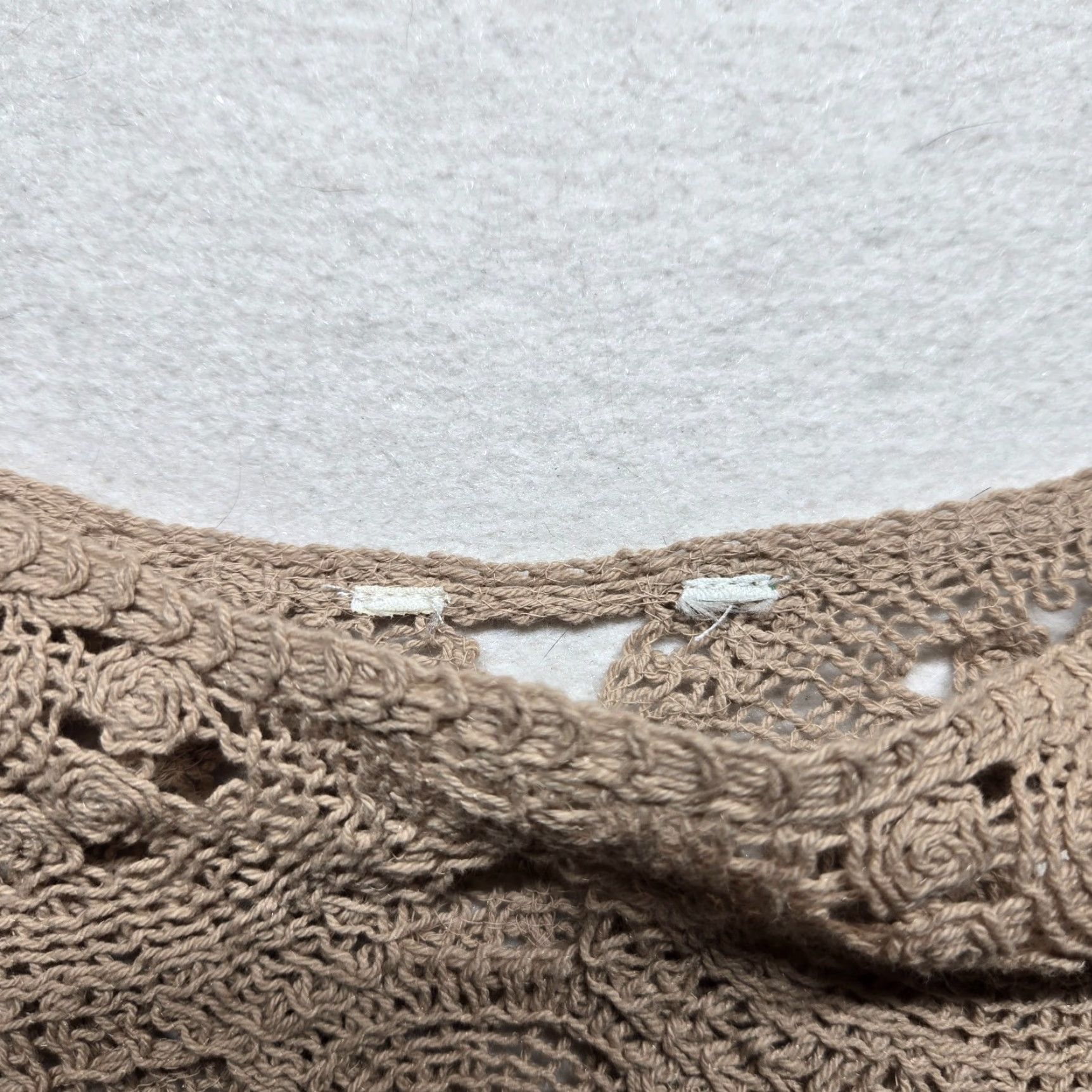 Vintage Solid Brown Lace Crochet Cut Out Boho Cottage Adult Women's Size Small Size L / US 10 / IT 46 - 2 Thumbnail