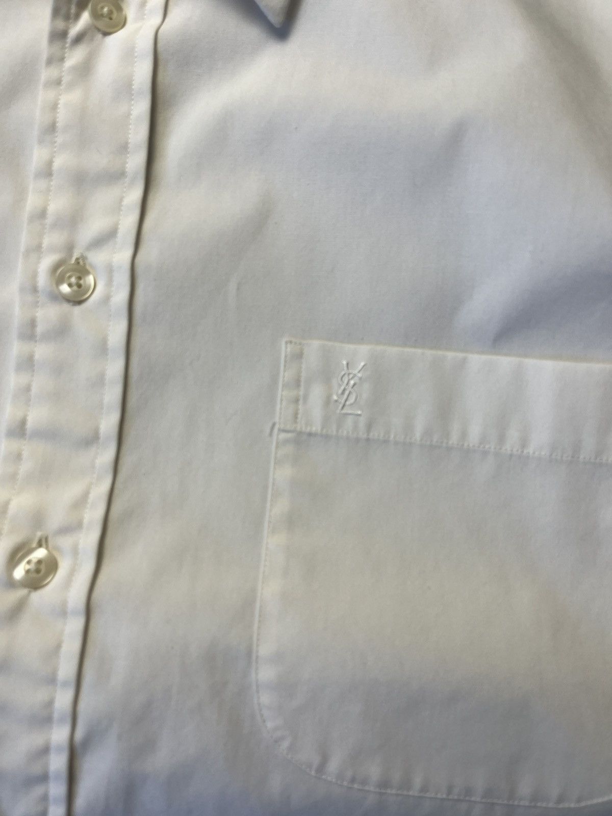 Yves Saint Laurent Shirt Yves Saint Lauren Vintage Mini Logo Button Up White Size US M / EU 48-50 / 2 - 6 Thumbnail