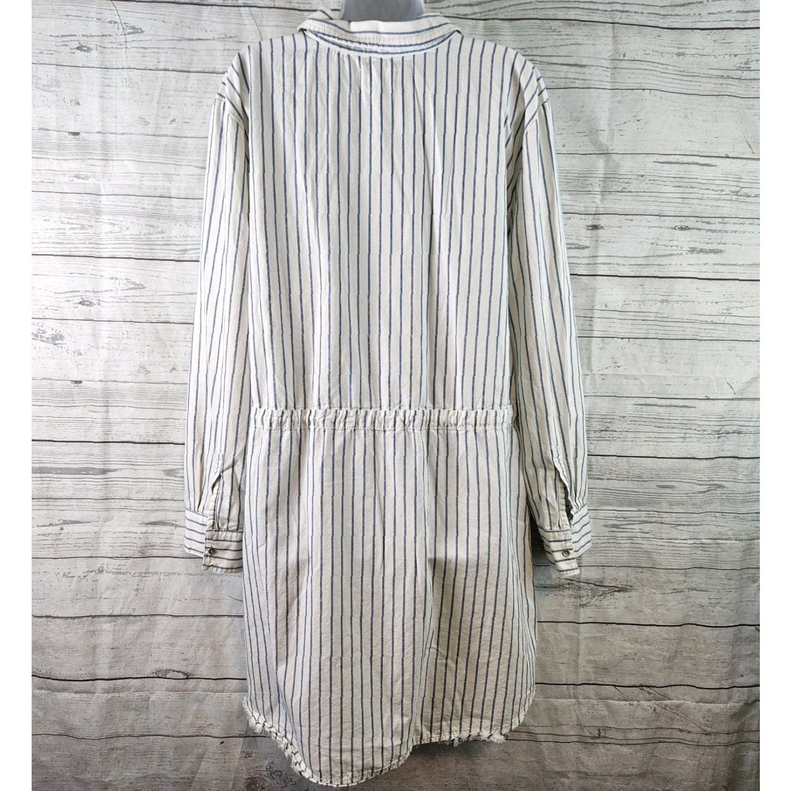 Vintage Caslon Womens Dress Shirt Dress 2XL Blue White Striped Cotton Long Sleeve Vintage No N/A Size XXL / US 16-18 / IT 52-54 - 3 Thumbnail