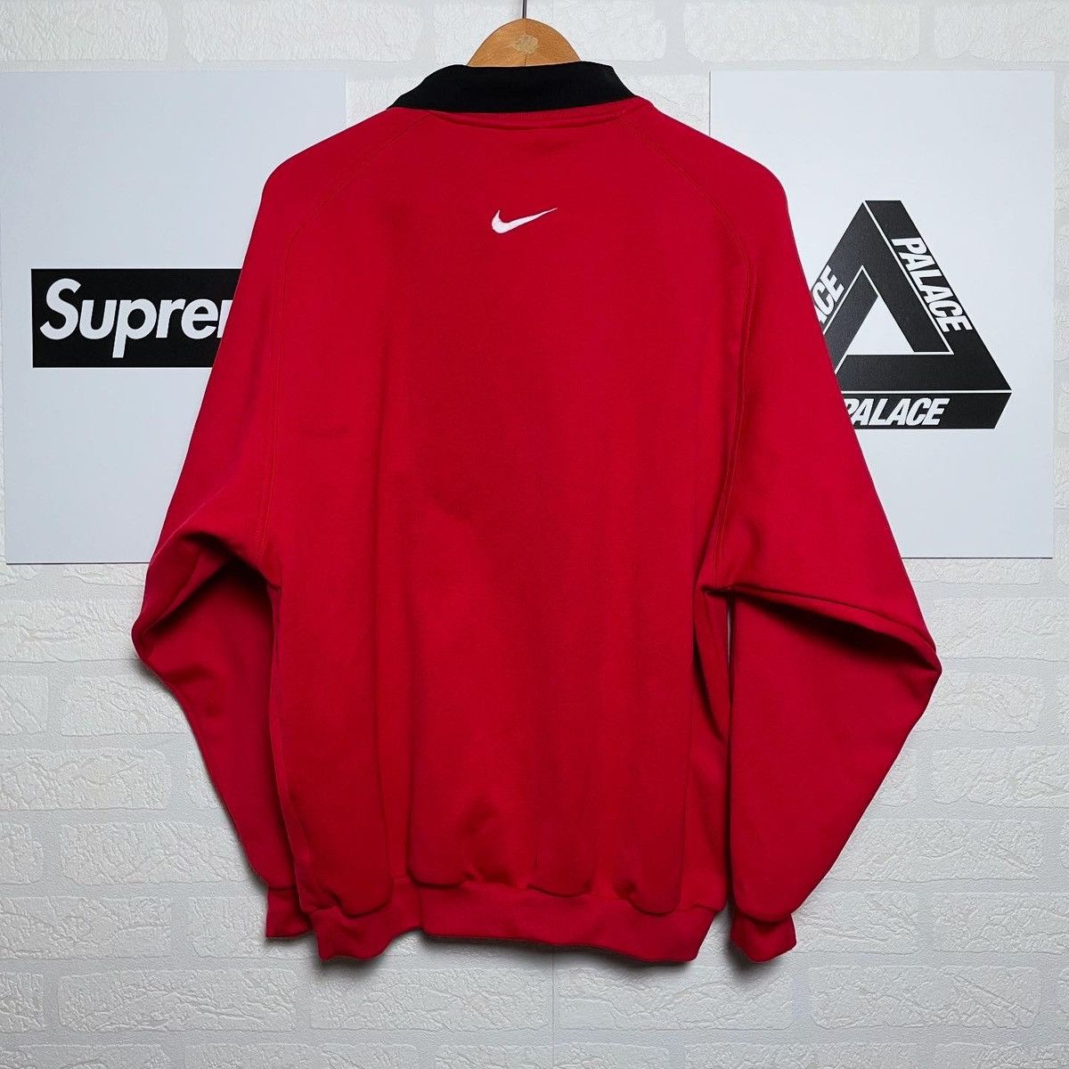 Nike × Vintage Vintage sweatshirt nike big swoosh 90s Red half zip Size US M / EU 48-50 / 2 - 2 Thumbnail