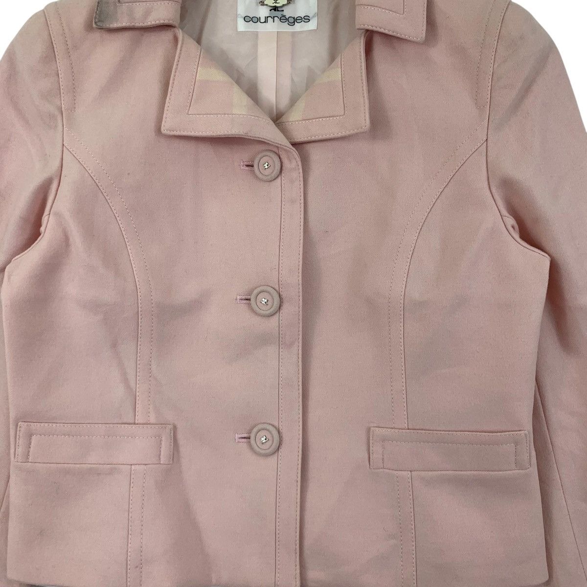 Courreges Vintage COURREGES France Designer Brand Pink Blazer Jacket Size XS / US 0-2 / IT 36-38 - 3 Thumbnail