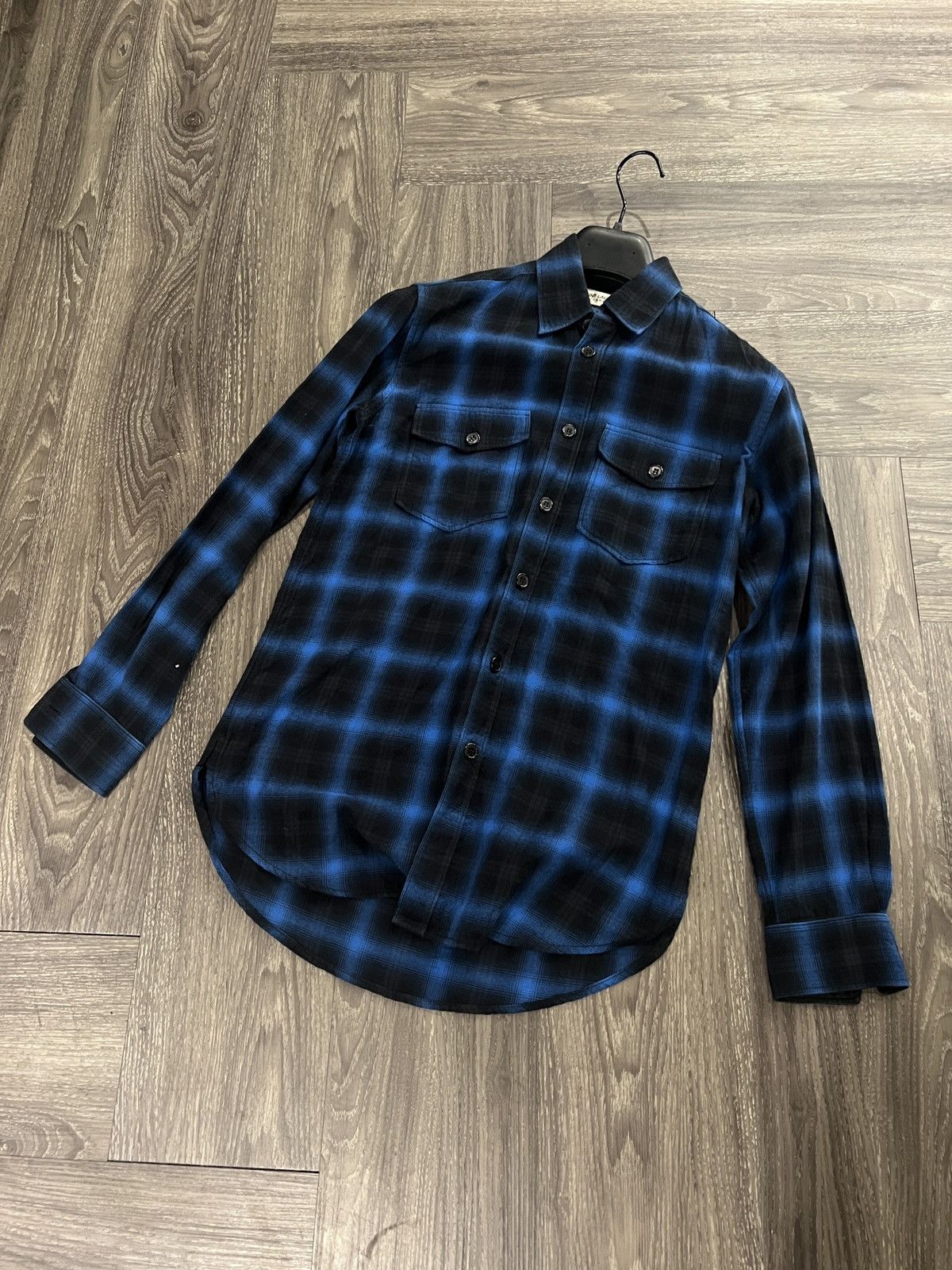 Saint Laurent Paris AW15 Saint Laurent Paris Electric Blue Pearl Snap Flannel Size US XS / EU 42 / 0 - 1 Thumbnail