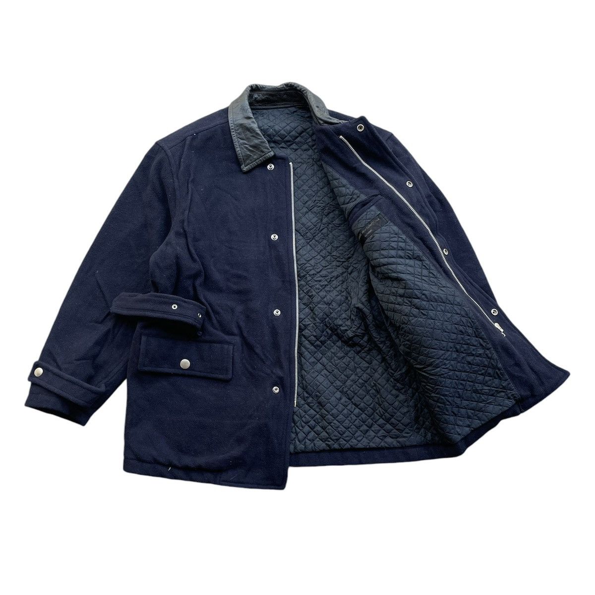 Comme des Garcons AW1990 CDG Homme Leather Collar Wool Belted Jacket Size US M / EU 48-50 / 2 - 3 Thumbnail