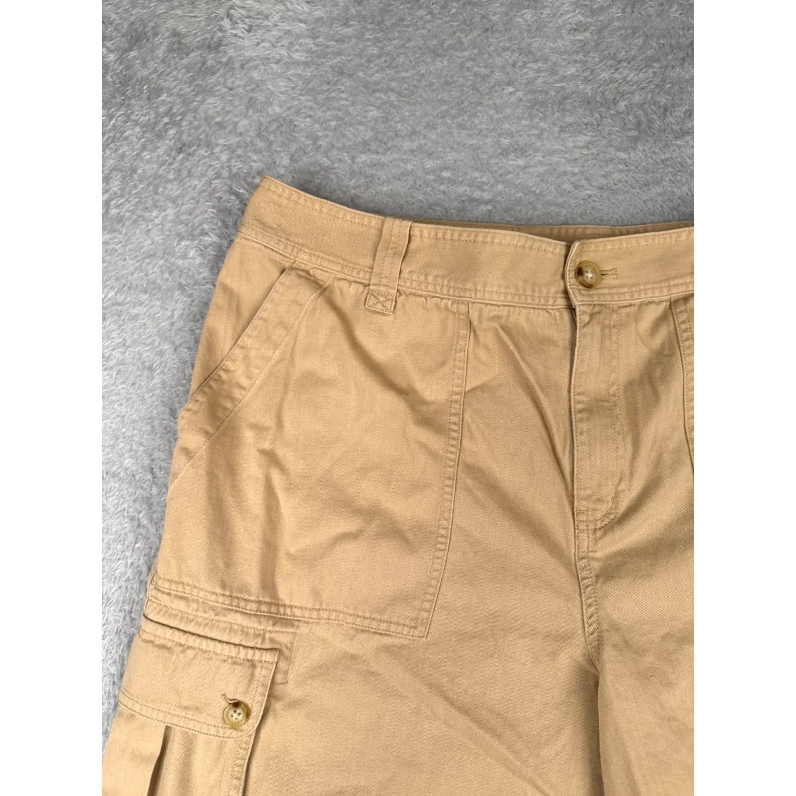 Ralph Lauren VINTAGE Lauren Ralph Lauren Shorts Women 14P Petites Beige Cargo Twill Cotton Blend 34x10 High Rise 5-Pocket Womens Size 36" / US 14 / IT 50 - 4 Thumbnail