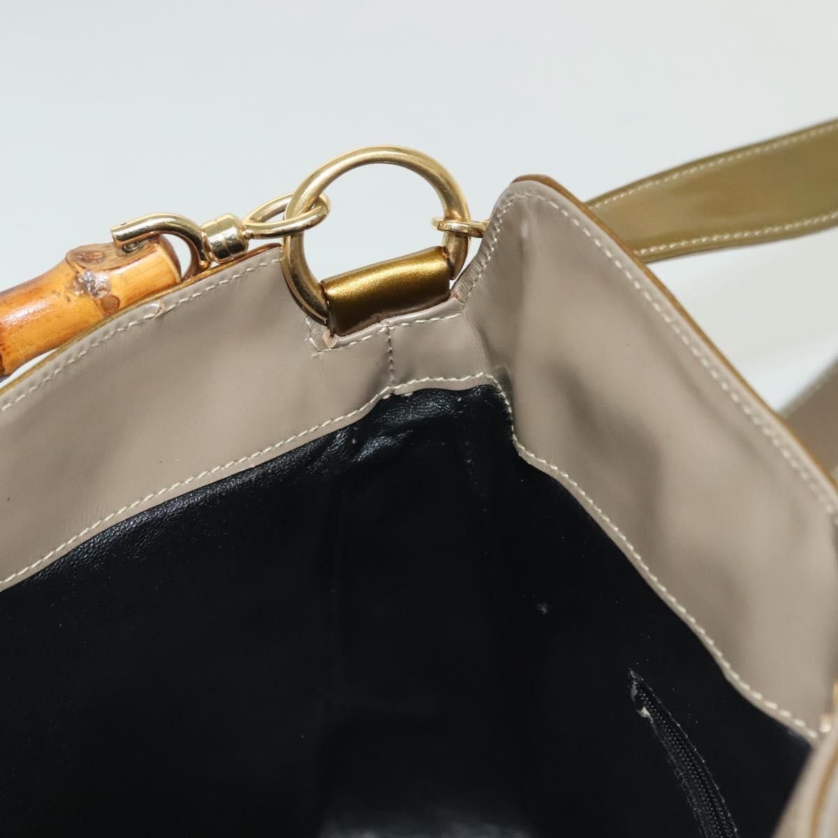 Gucci GUCCI Bamboo Hand Bag Patent Leather Beige Gold 001 1014 Size ONE SIZE - 19 Thumbnail
