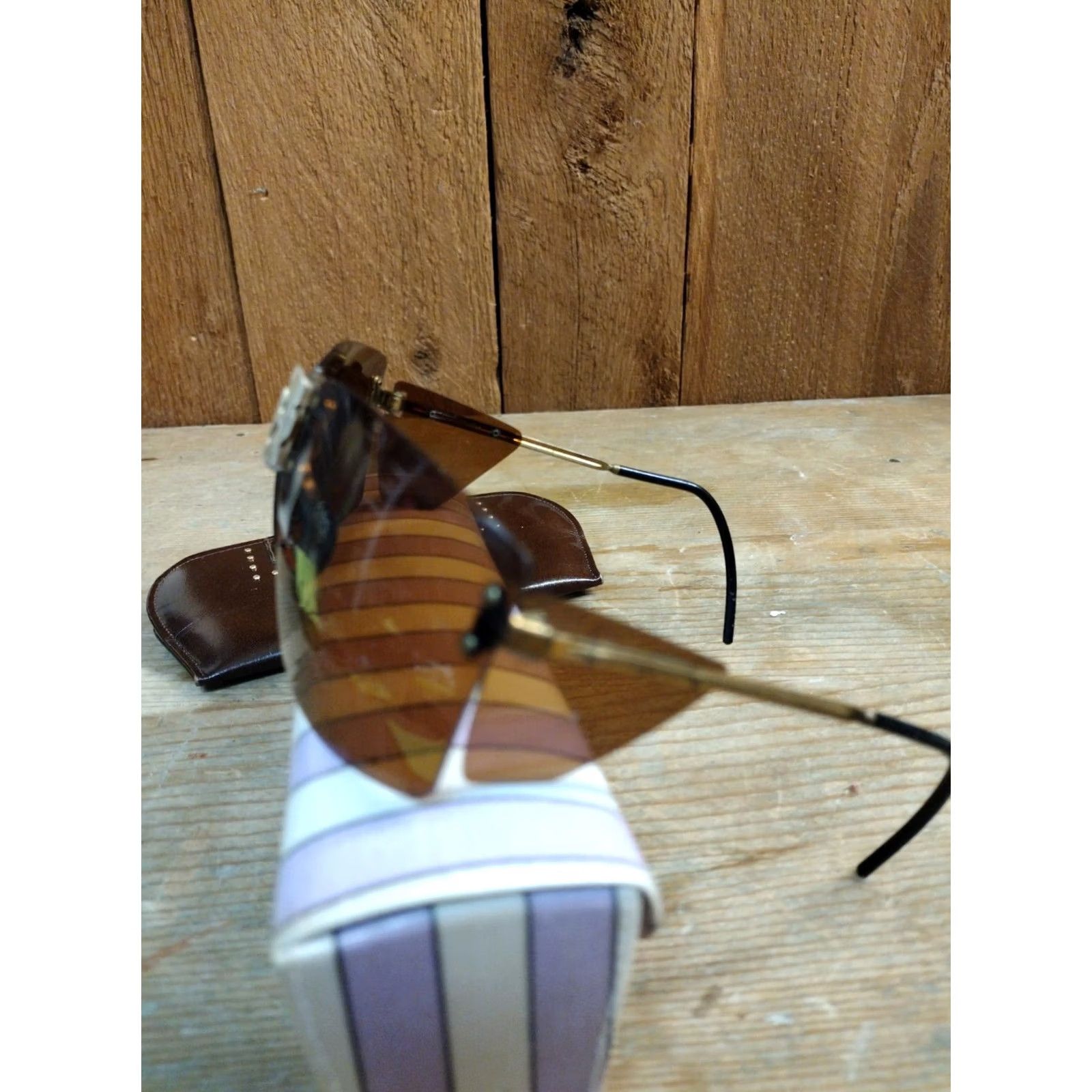 Vintage VINTAGE CEBE LIBERATOR Brevet Nose Bridge Sunglasses Square France Brown 80s Mens Womens Size ONE SIZE - 3 Thumbnail