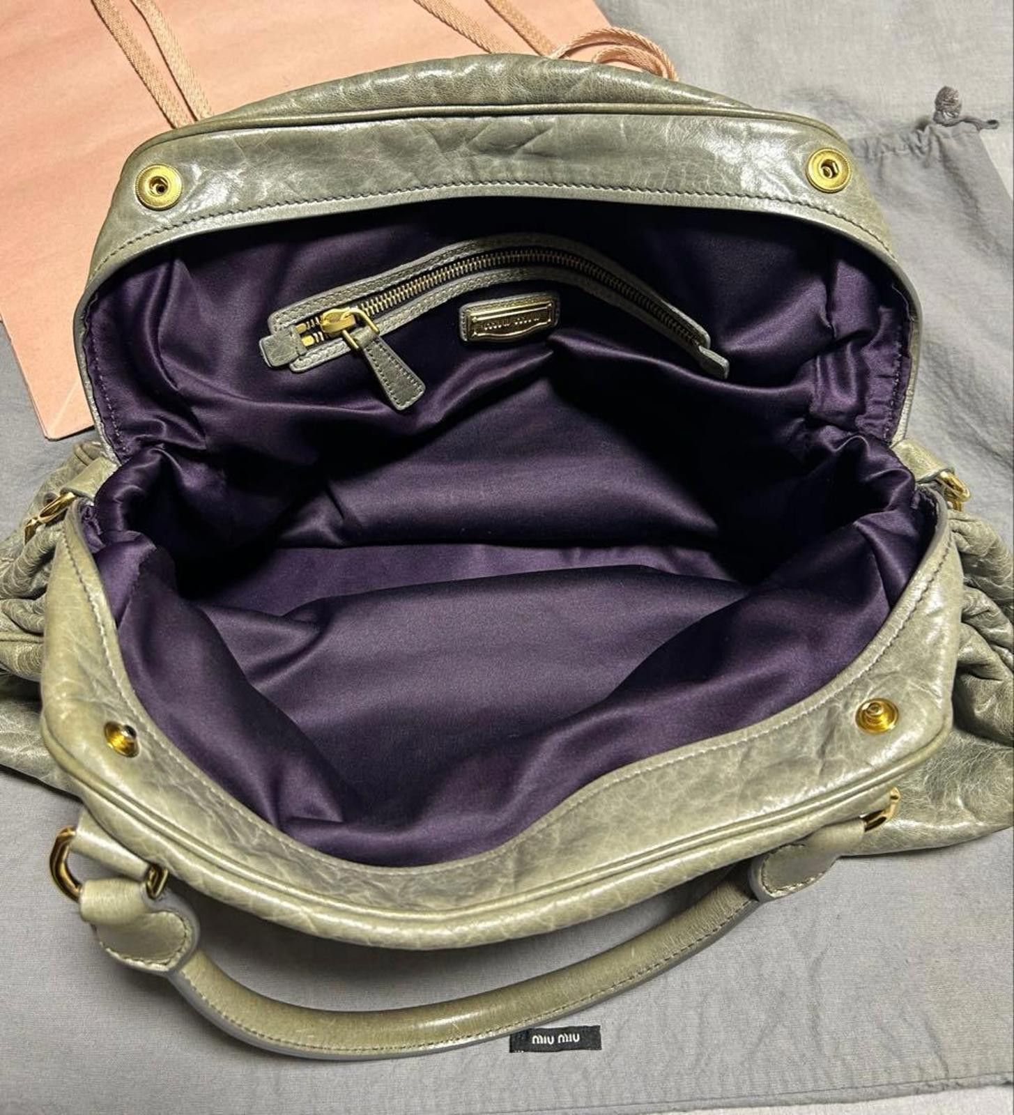 Miu Miu Miu Miu - Gray Leather Large Tote Bag Size ONE SIZE - 4 Thumbnail
