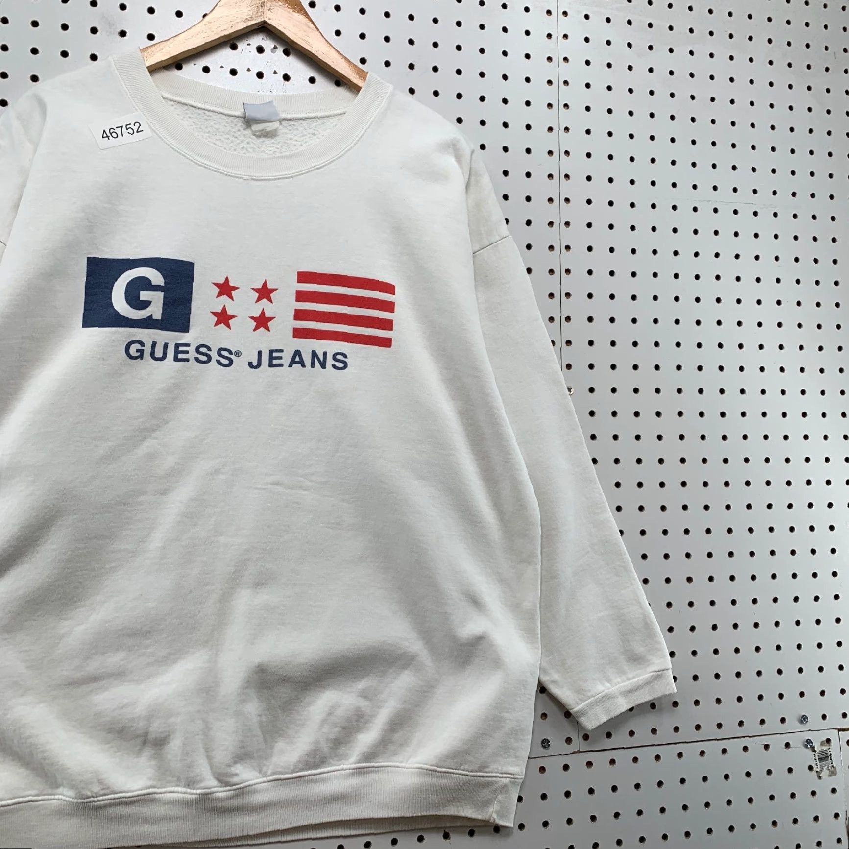 Guess VINTAGE GUESS Sweatshirt Mens Large 90s White Fleece USA Flag Crewneck Made USA Size US L / EU 52-54 / 3 - 5 Thumbnail