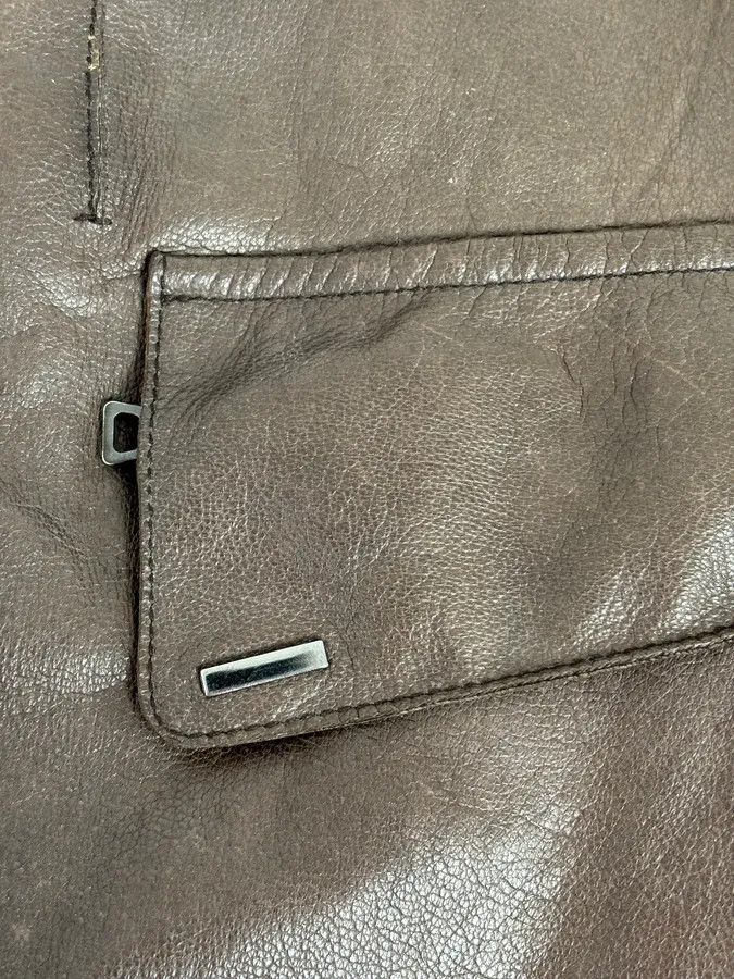 Prada 2000s Prada Brown Avant-Garde Leather Asymmetrical Jacket Size US M / EU 48-50 / 2 - 13 Thumbnail