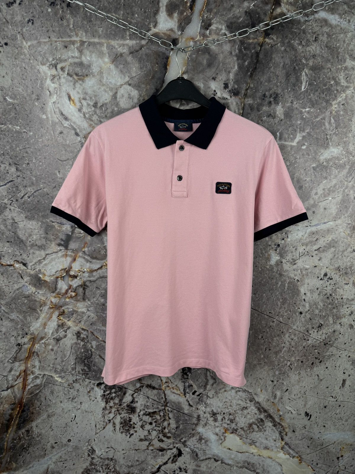 Paul & Shark Paul & Shark Yachting Polo Shirt Pink Navy Trim Logo Patch Size US L / EU 52-54 / 3 - 1 Thumbnail