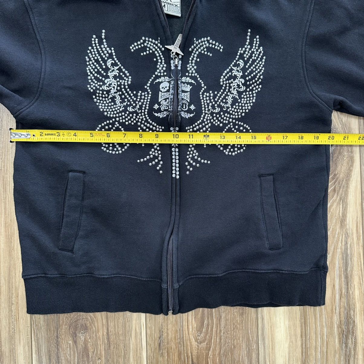 Avirex Vtg Y2K Avirex Rhinestone Eagle Skulls Hoodie Gothic Black Size M / US 6-8 / IT 42-44 - 7 Thumbnail