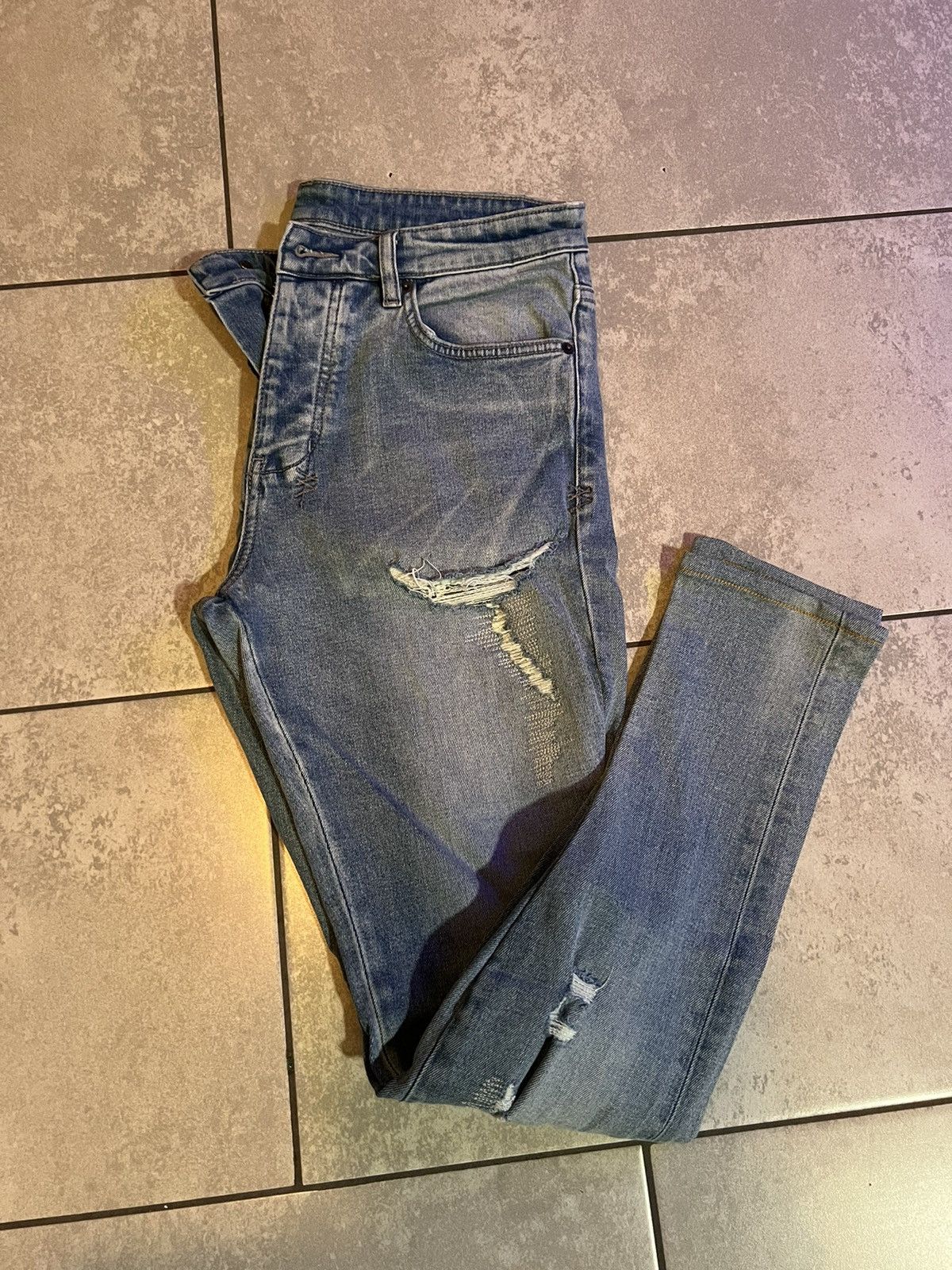 Ksubi Ksubi Chitch Punk Blue Thrashed Skinny Jeans Size 31 Size US 31 - 3 Thumbnail