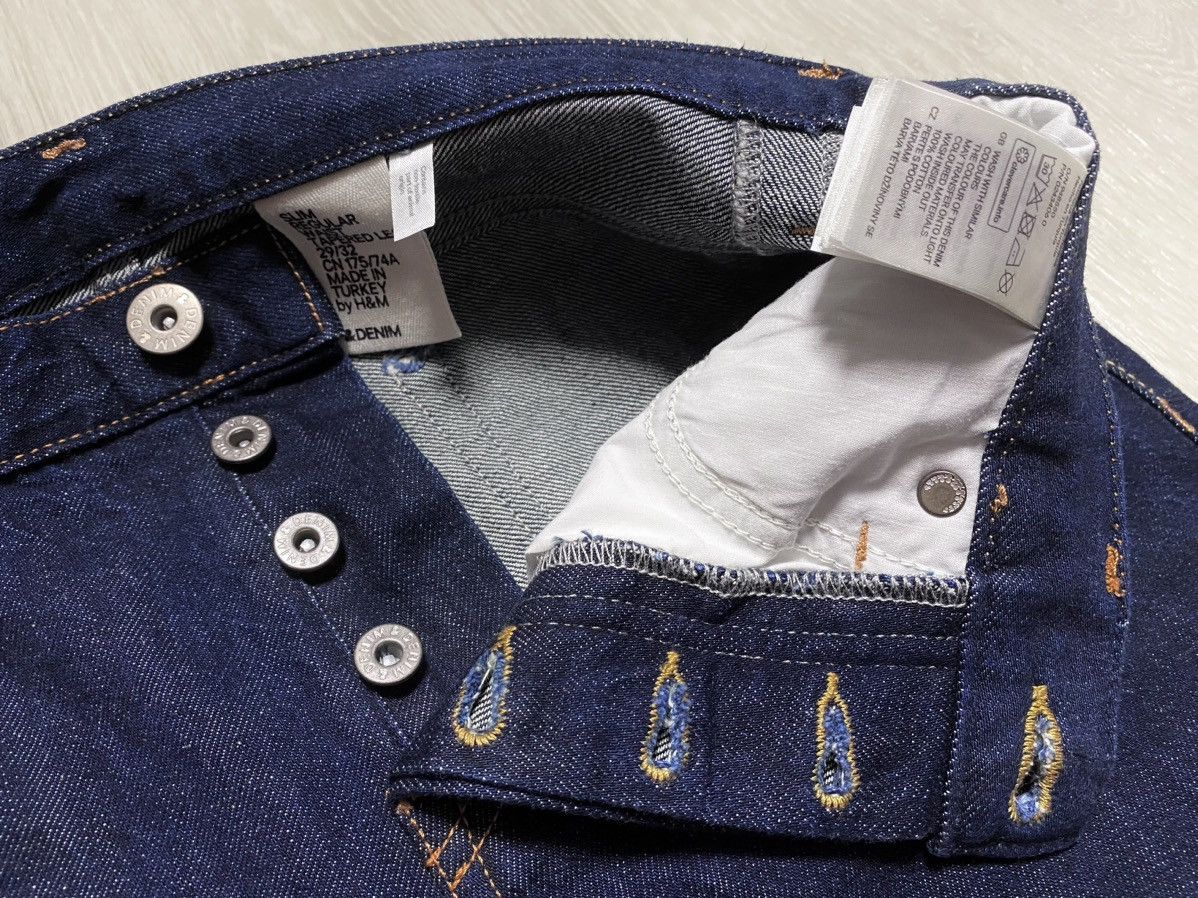 H&M H&M Navy Selvedge Selvage Slim Regular Waist Denim Jeans Size US 29 - 9 Thumbnail