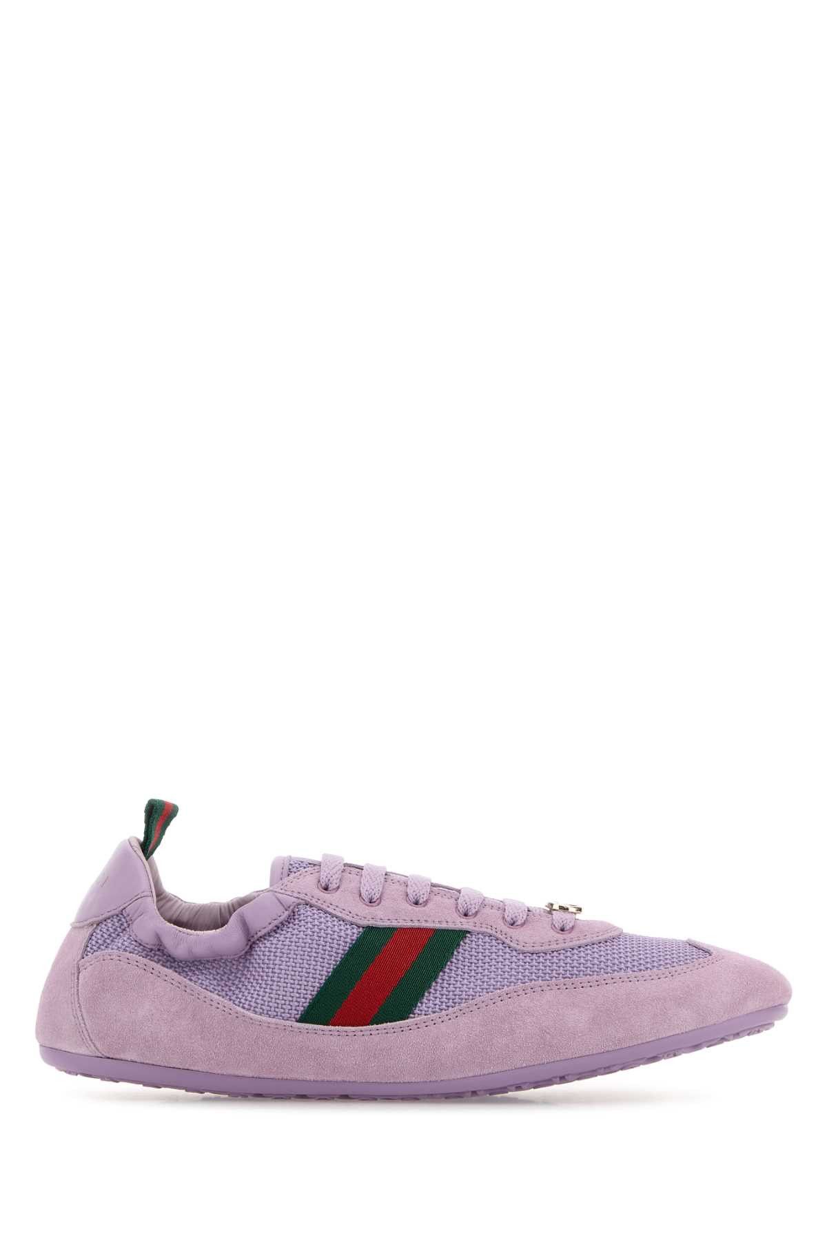 Lilac Fabric And Suede Gucci Shift Sneakers