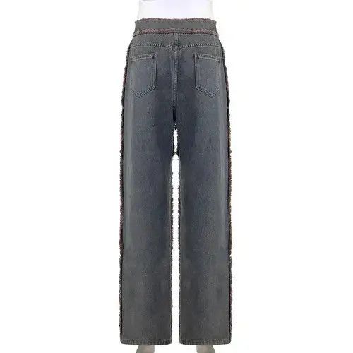 Jean Vintage Tassel Fur Trim Patchwork Jeans Size 27" / US 4 / IT 40 - 4 Thumbnail