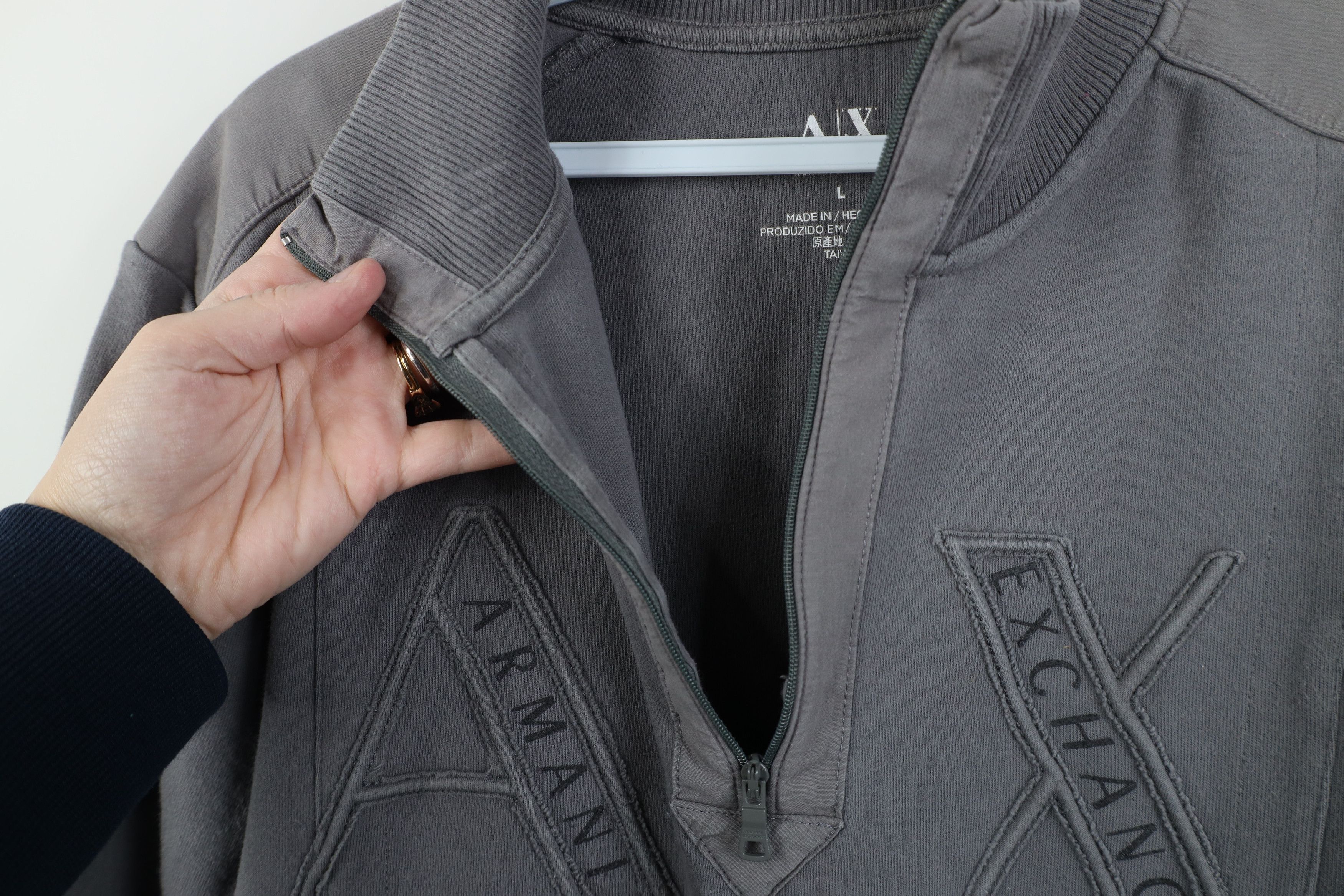 Armani Exchange Armani Exchange Spell Out Half Zip Pullover Sweater Gray Size US L / EU 52-54 / 3 - 8 Thumbnail