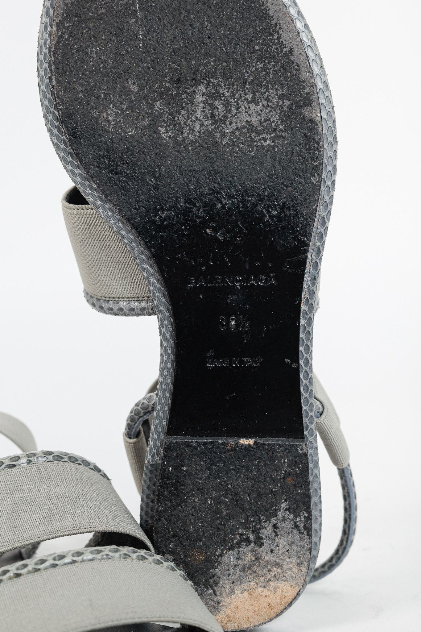 Balenciaga Balenciaga Elastic Snakeskin-Embossed-Trim Slingback Sandals Size US 7.5 / IT 37.5 - 5 Thumbnail