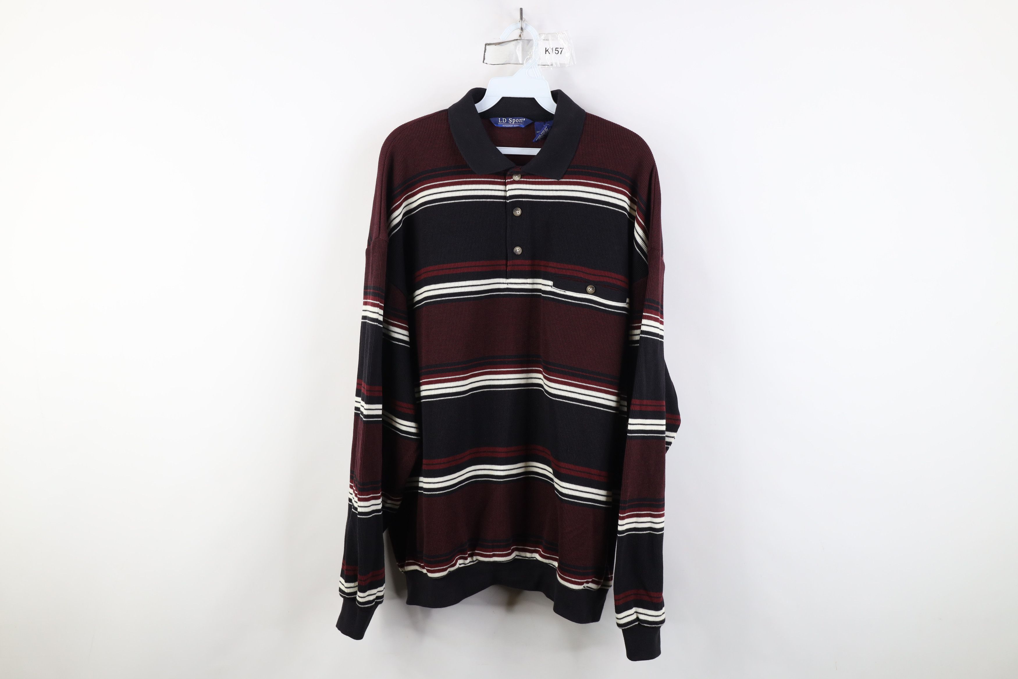 Vintage Vintage 90s Streetwear Ribbed Knit Long Sleeve Pullover Polo Size US XL / EU 56 / 4 - 1 Thumbnail