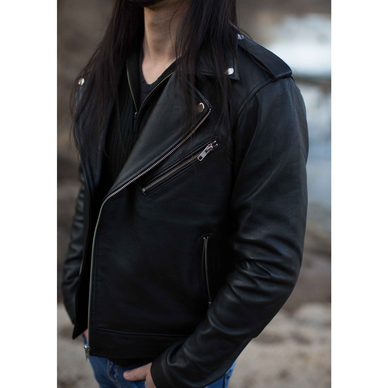 & Other Stories Marco Leather Moto Biker Jacket Size US L / EU 52-54 / 3 - 7 Thumbnail