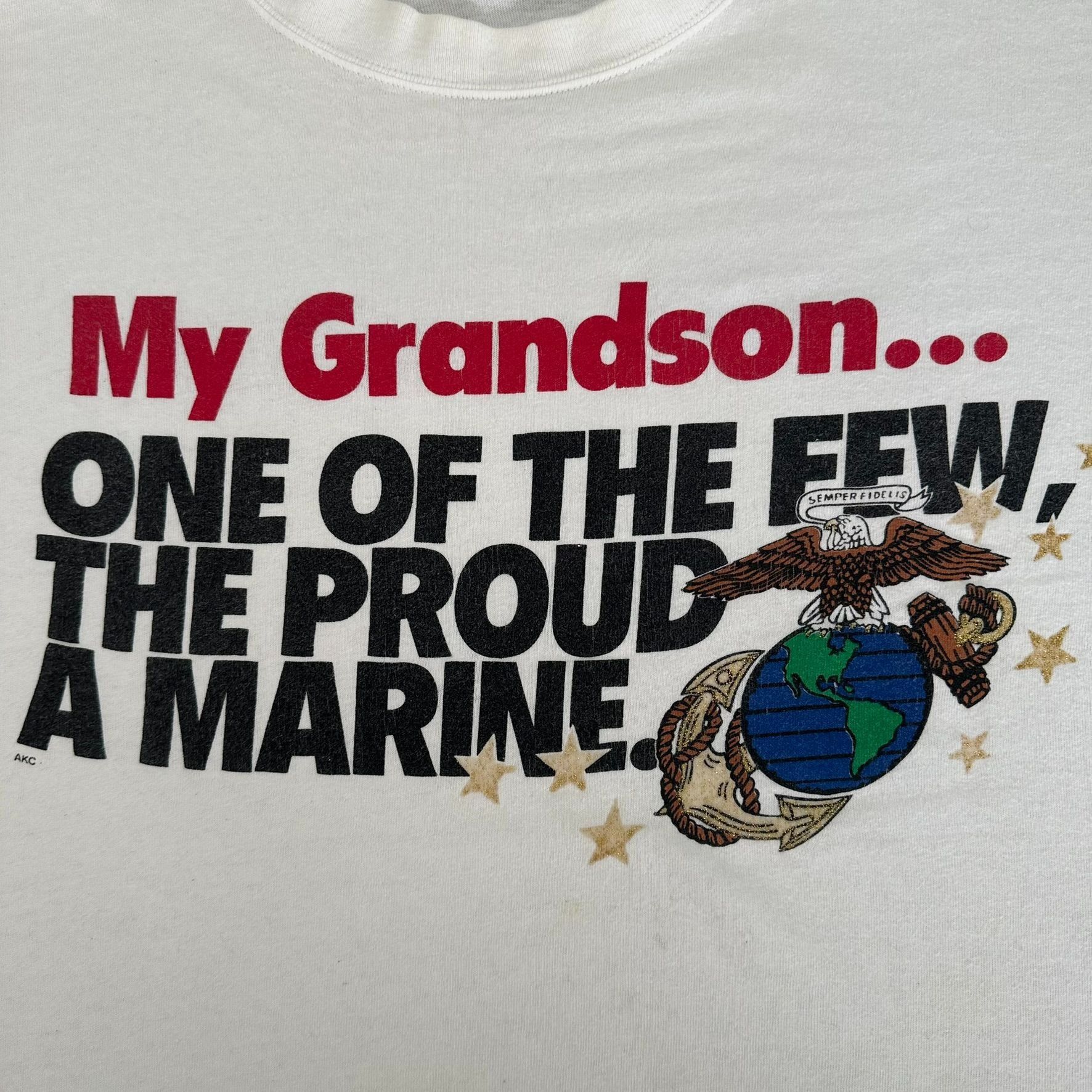 Soffe Vintage 90s Marine Corps T-Shirt USMC Grandson Military Tee Size US L / EU 52-54 / 3 - 2 Thumbnail