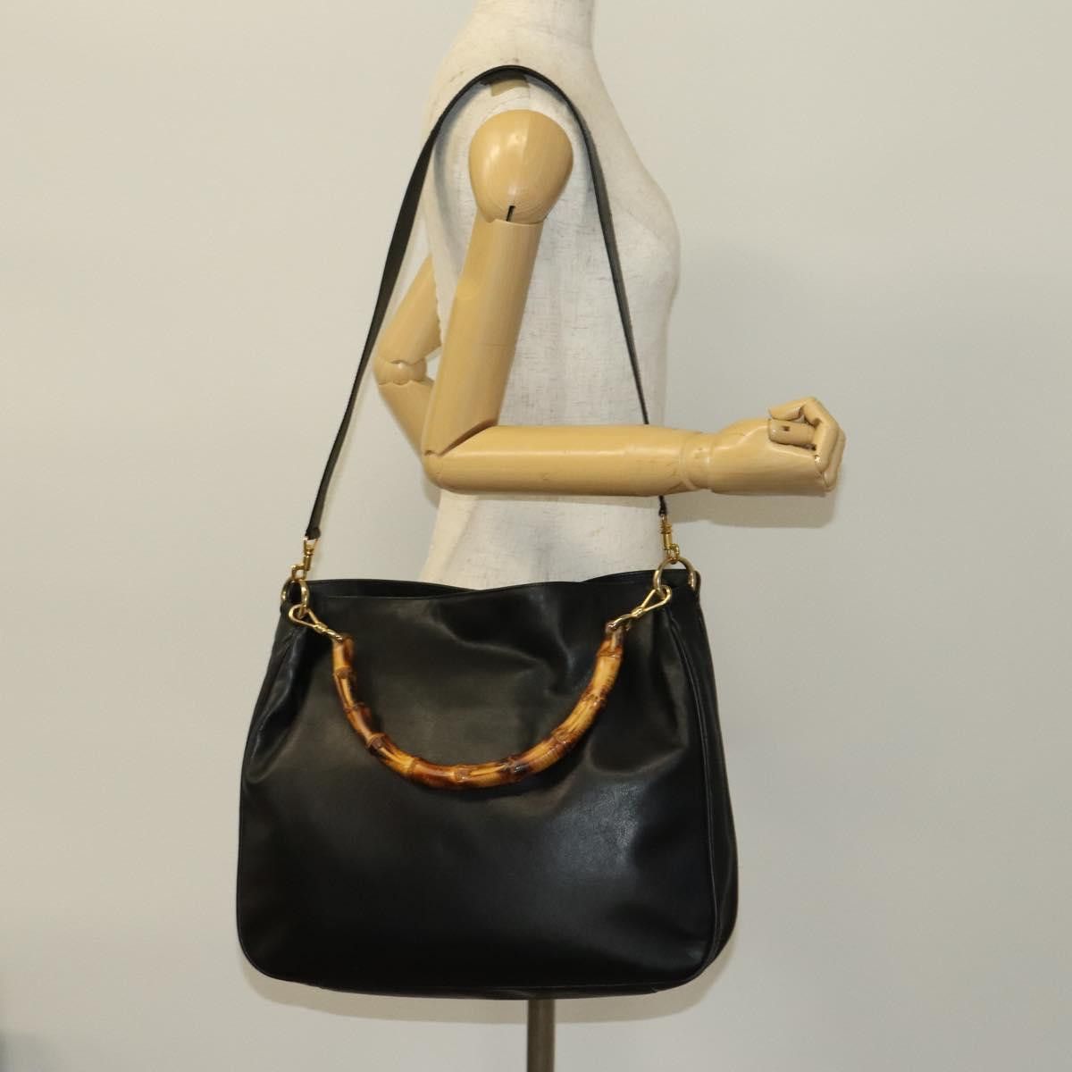 Gucci GUCCI Bamboo Hand Bag Leather Black Gold 001 1781 1577 0 Size ONE SIZE - 22 Thumbnail