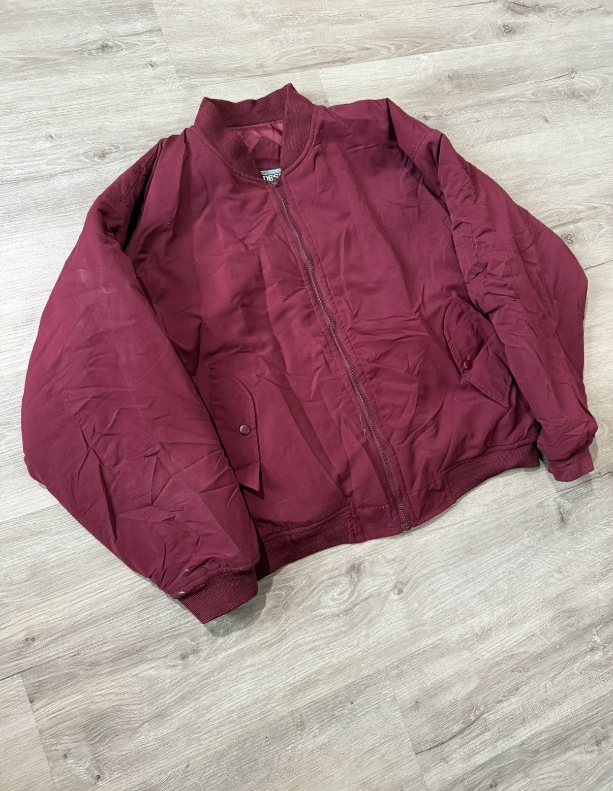 Vintage 90s Burgundy Design Crew bomber jacket Size US L / EU 52-54 / 3 - 2 Thumbnail