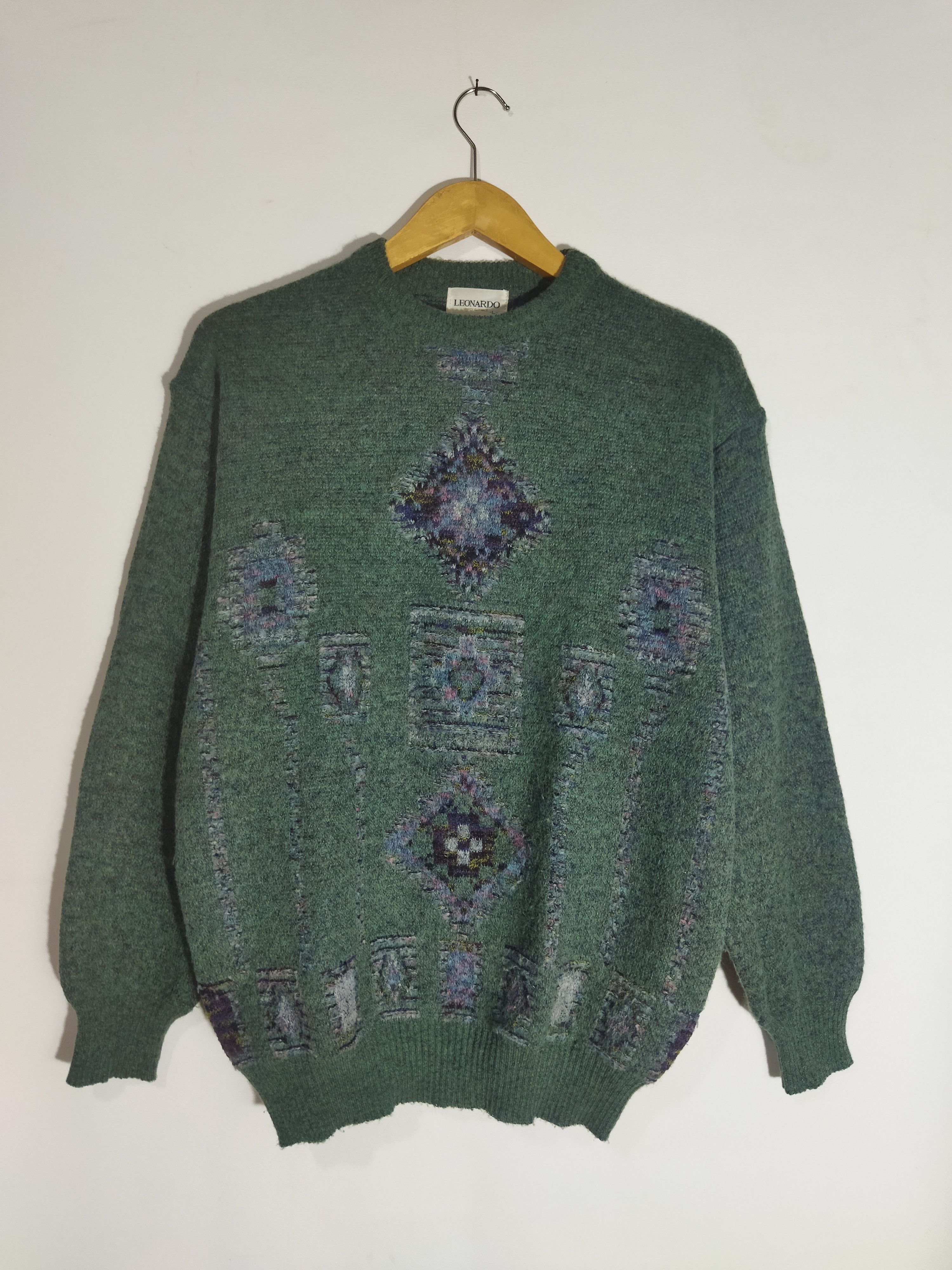 image of Homespun Knitwear Vintage Leonardo Pattern Knitwear in Green, Men's (Size Large)