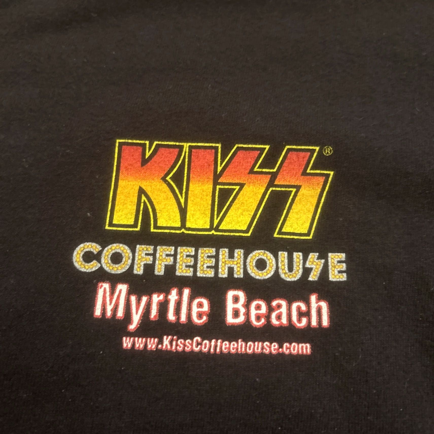 Hanes VINTAGE KISS Coffeehouse Shirt Mens Large Myrtle Beach Band Rock Tee Hanes Heavyweight Men's L Black Rock Mens Size US L / EU 52-54 / 3 - 2 Thumbnail