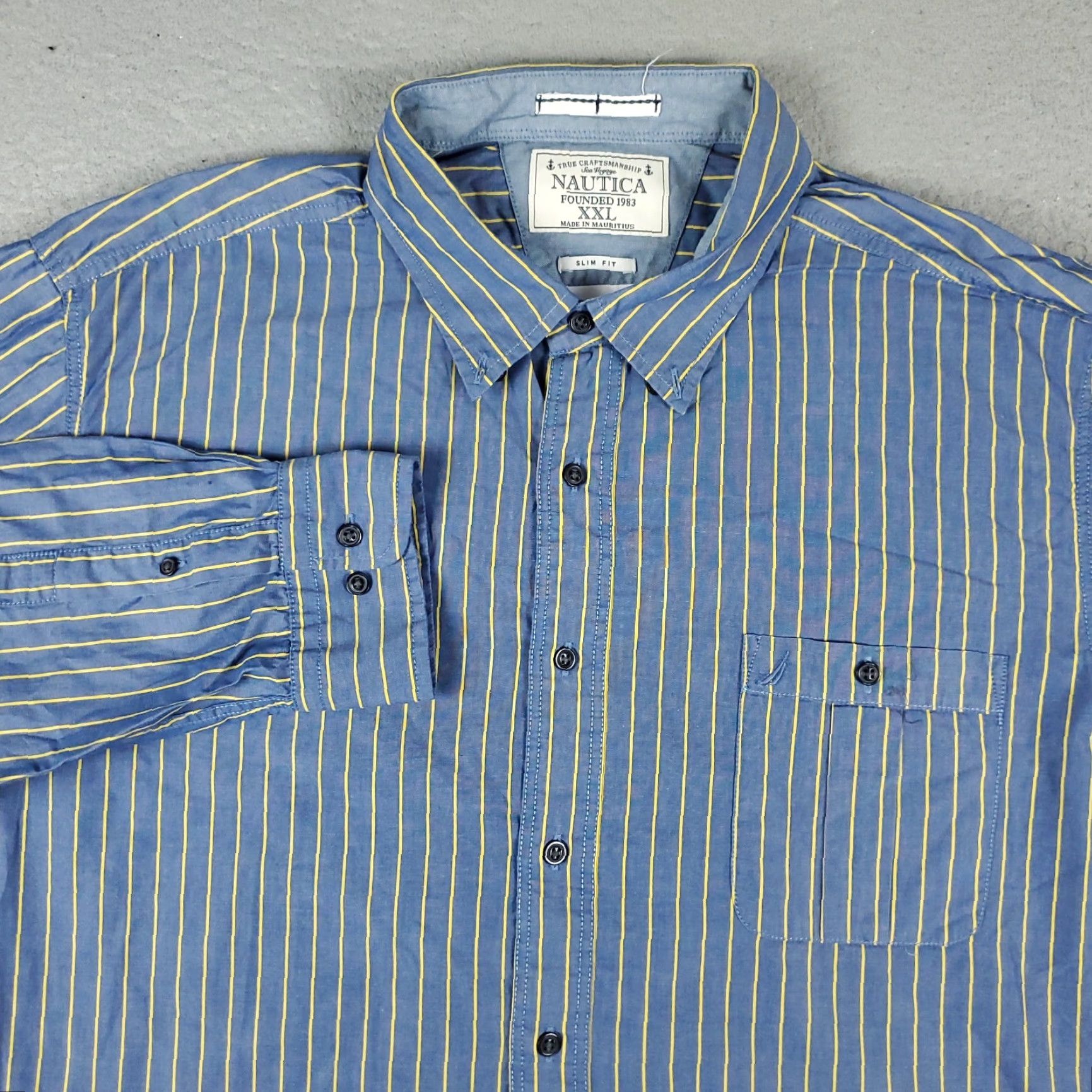 Nautica Nautica Shirt Mens 2XL Blue Striped Button-Up Long Sleeve Casual Classic Preppy Shirt Mens 2XL Blue Striped Button-Down Collared Cotton Woven Size US XXL / EU 58 / 5 - 2 Thumbnail