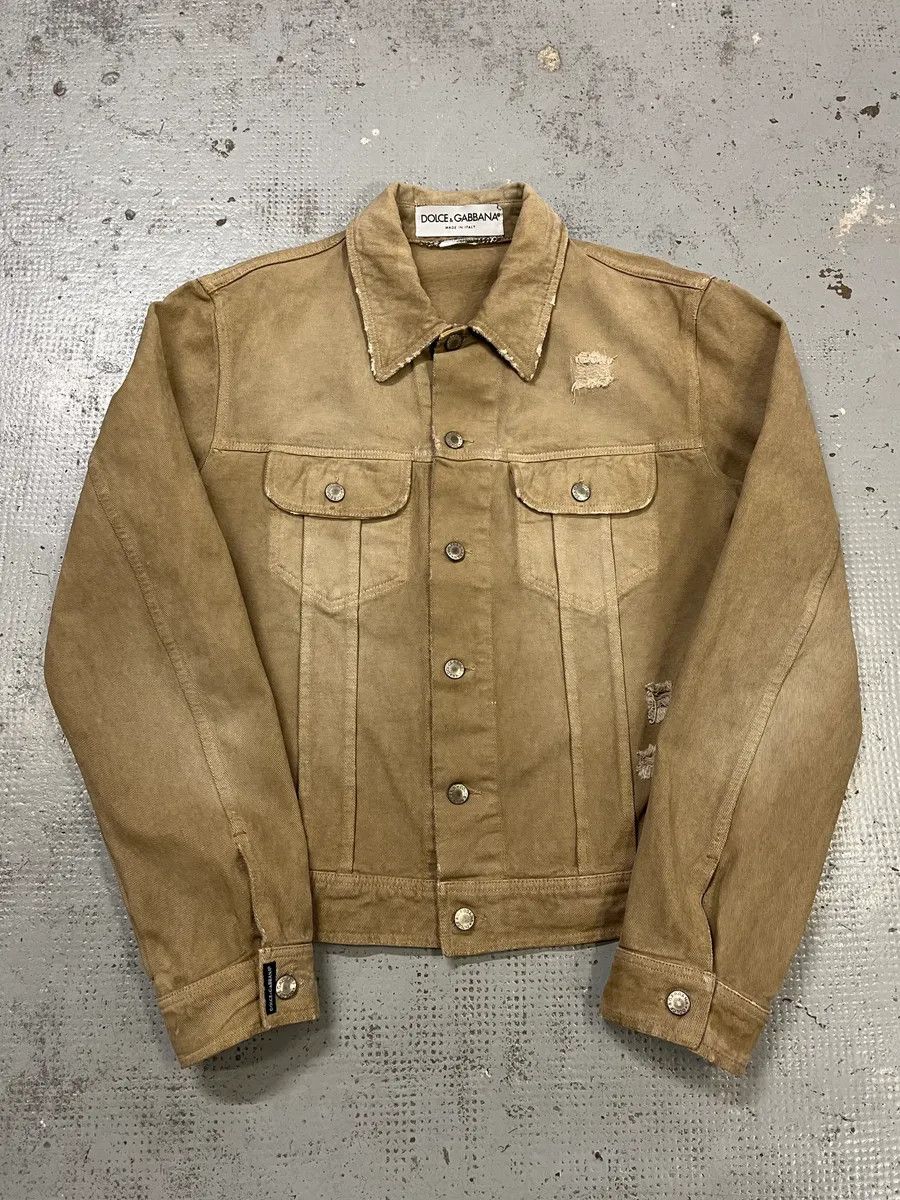 Dolce & Gabbana AW2001 Dolce & Gabbana Distressed Beige Denim Jacket Size US M / EU 48-50 / 2 - 4 Thumbnail