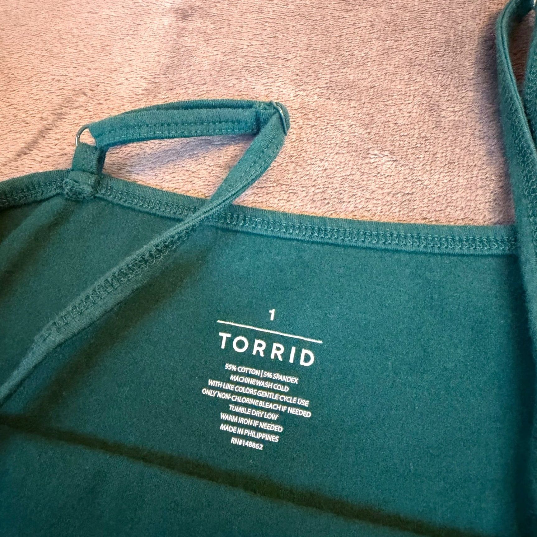 Torrid Torrid Green Camisole Tank Slip Top Womens Size 1 Adjustable Strap Stretch Cotton Spandex Nursing? Size XS / US 0-2 / IT 36-38 - 2 Thumbnail