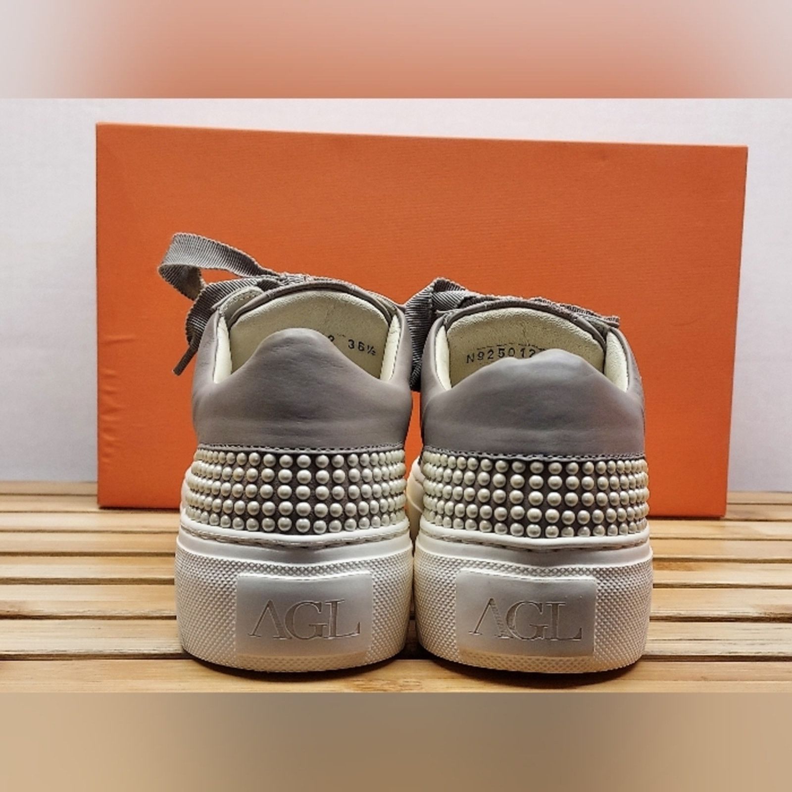 AGL AGL Womens Taupe Fashion Sneaker Shoes Size 36.5 (6.5) Size US 6.5 / IT 36.5 - 7 Thumbnail