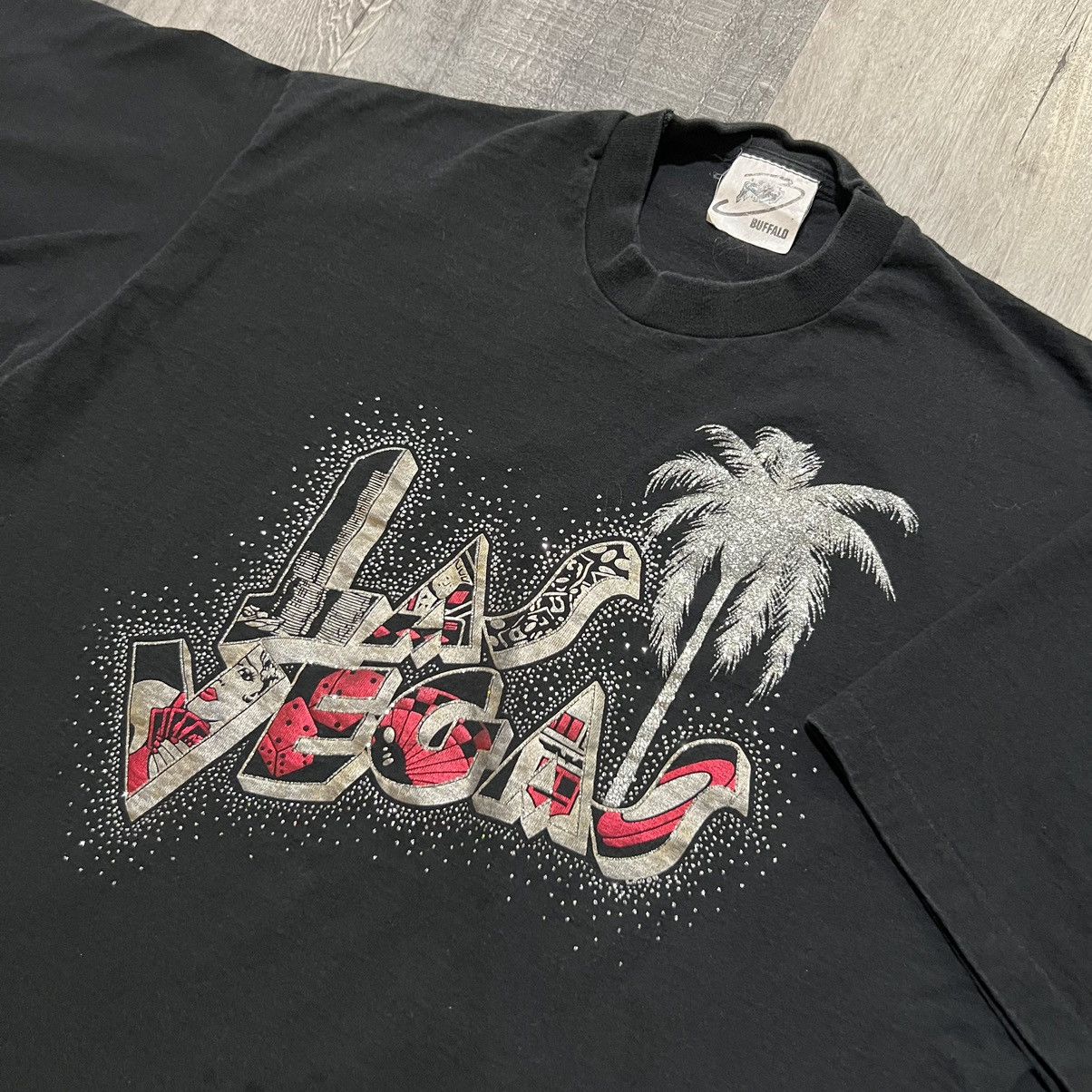 Vintage VTG Las Vegas Nevada Black Rhinestone USA Travel T Shirt Size US XL / EU 56 / 4 - 3 Thumbnail